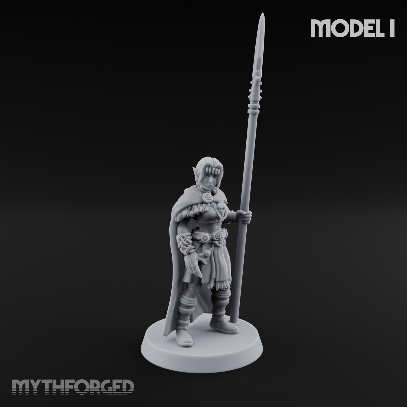 Spear Warden Elf Warriors Miniature for Dungeons and Dragons, Pathfinder or other TTRPGs