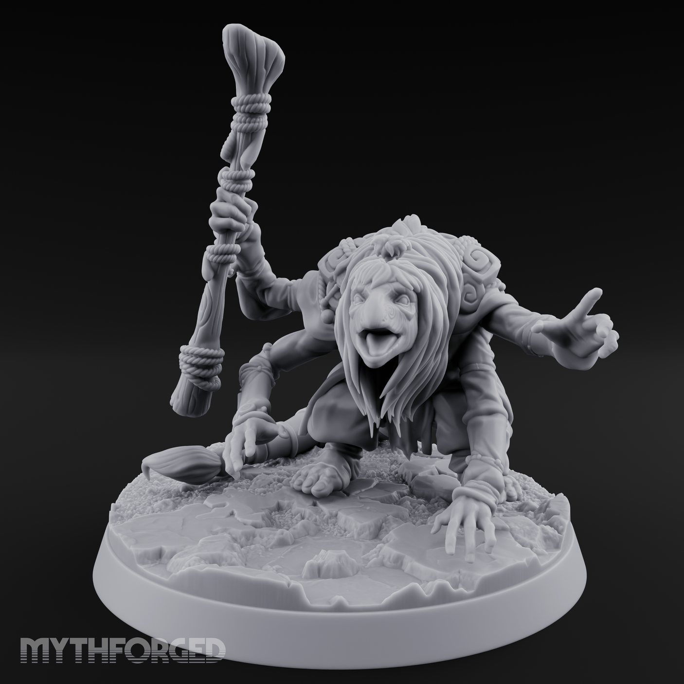 Wand Raised Cackling Goblin Sorcerer Miniature for Dungeons and Dragons, Pathfinder or other TTRPGs