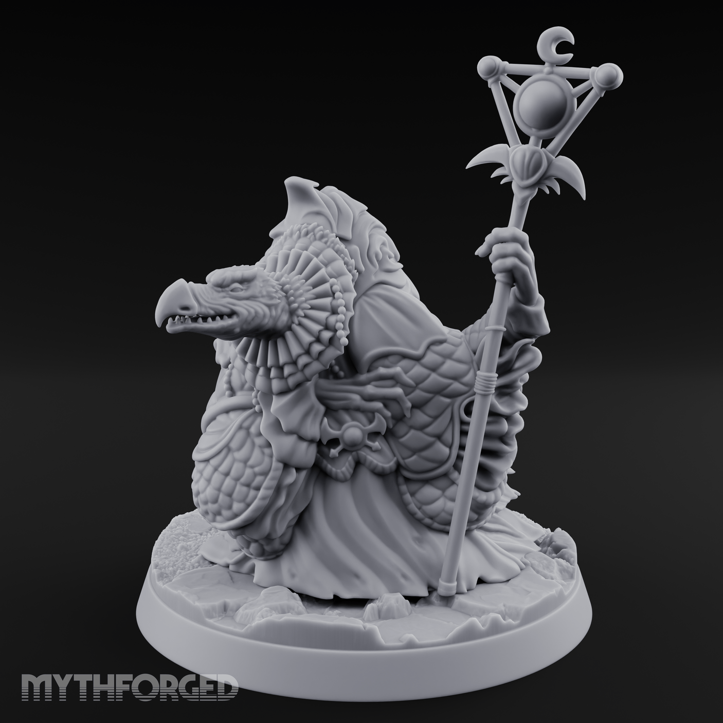 Scepter Held High Aarakocra Sorceress Miniature for Dungeons and Dragons, Pathfinder or other TTRPGs
