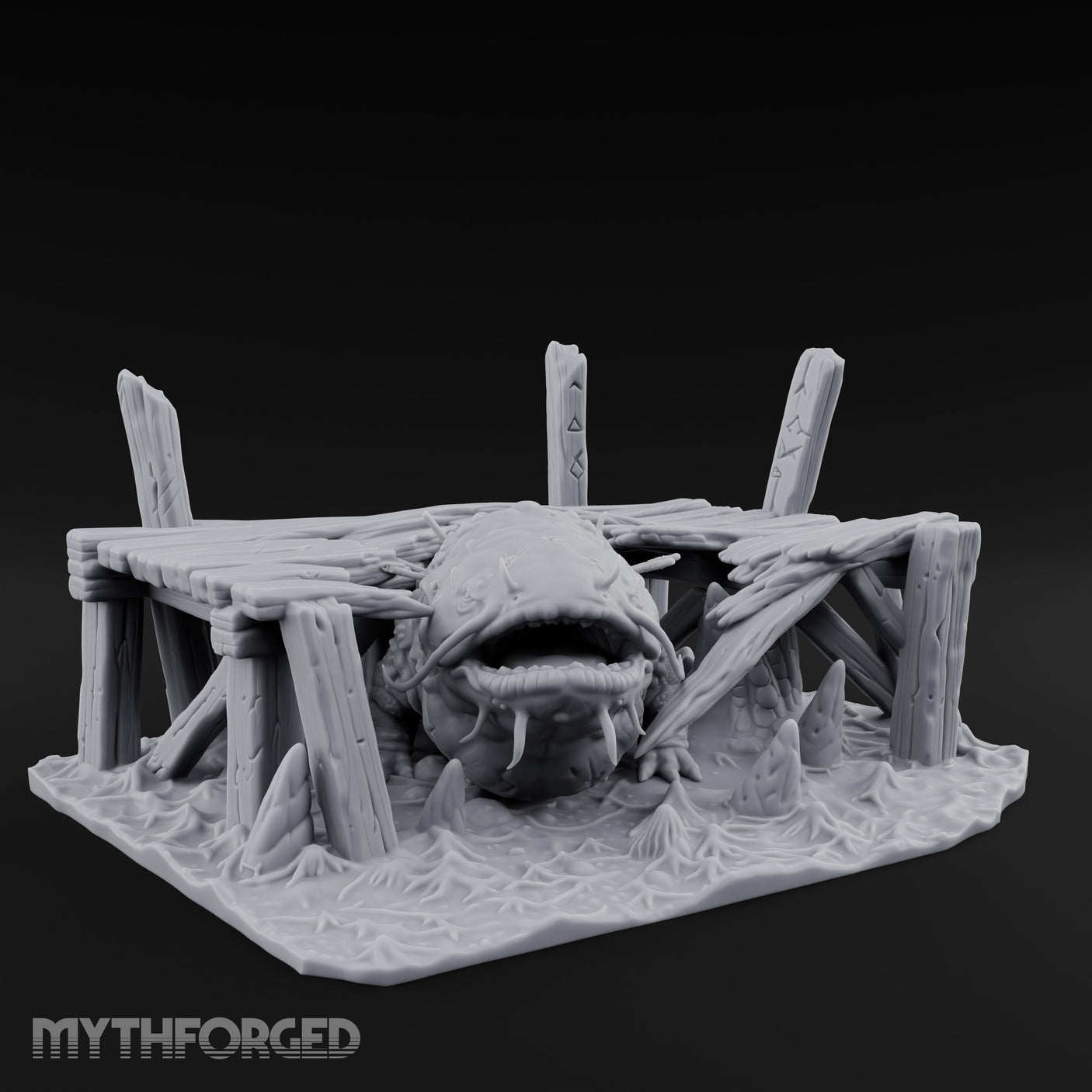 Dock-Smashing Fang-Snapping Thing Beneath The Docks Miniature for Dungeons and Dragons, Pathfinder or other TTRPGs