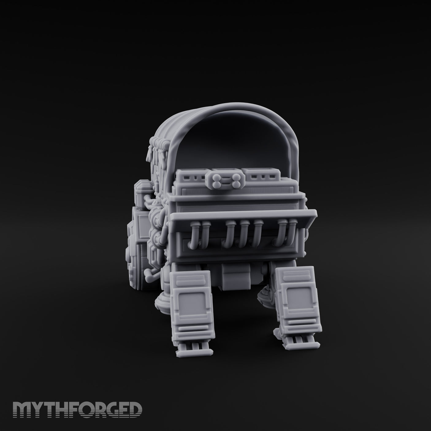 Dome-Topped Piston-Vented Sci-Fi Walker Transport Miniature for Dungeons and Dragons, Pathfinder or other TTRPGs