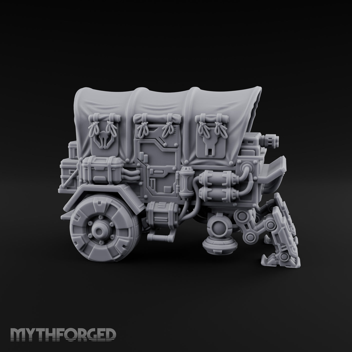 Dome-Topped Piston-Vented Sci-Fi Walker Transport Miniature for Dungeons and Dragons, Pathfinder or other TTRPGs