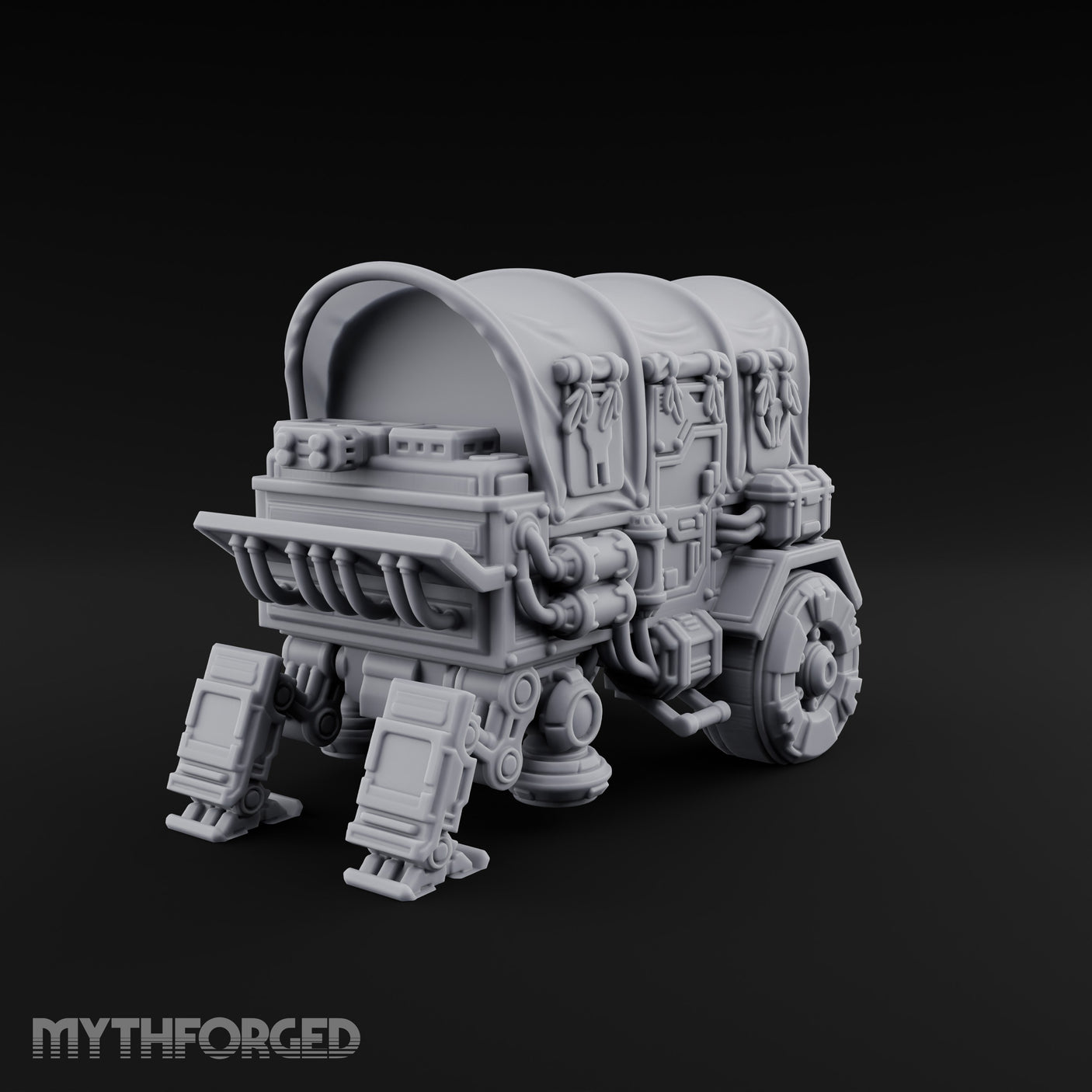 Dome-Topped Piston-Vented Sci-Fi Walker Transport Miniature for Dungeons and Dragons, Pathfinder or other TTRPGs