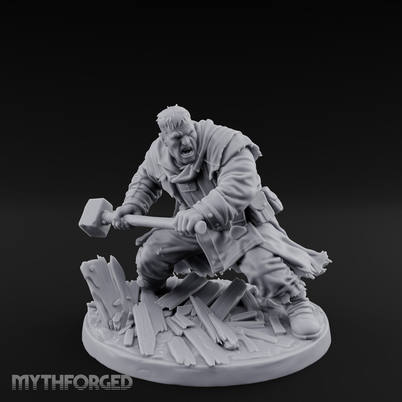Door Smashing Maul Swinging Human Brute Miniature for Dungeons and Dragons, Pathfinder or other TTRPGs