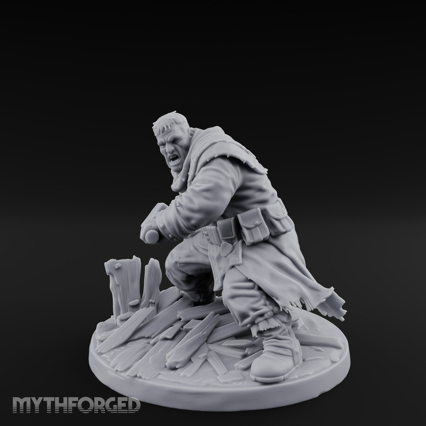 Door Smashing Maul Swinging Human Brute Miniature for Dungeons and Dragons, Pathfinder or other TTRPGs