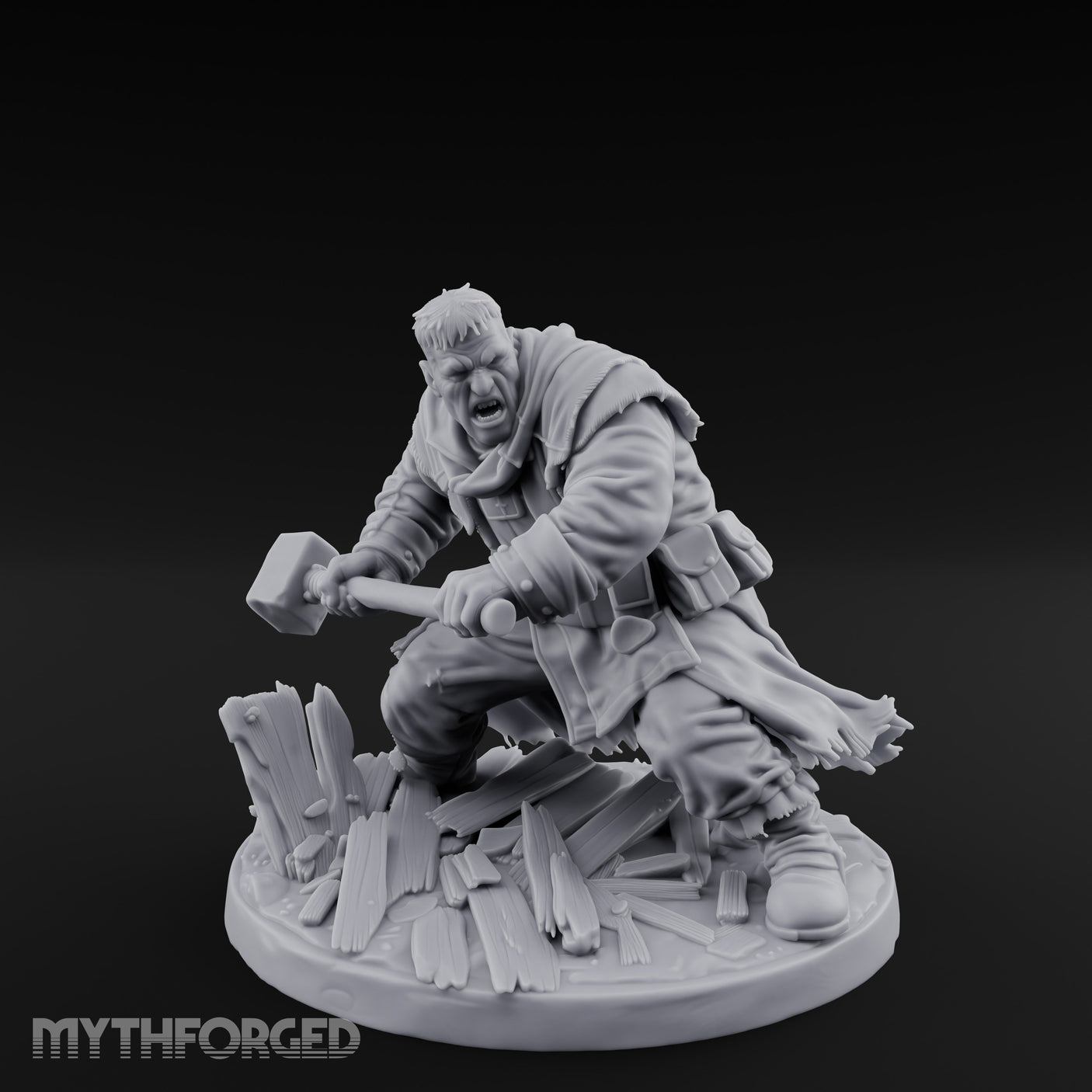 Door Smashing Maul Swinging Human Brute Miniature for Dungeons and Dragons, Pathfinder or other TTRPGs