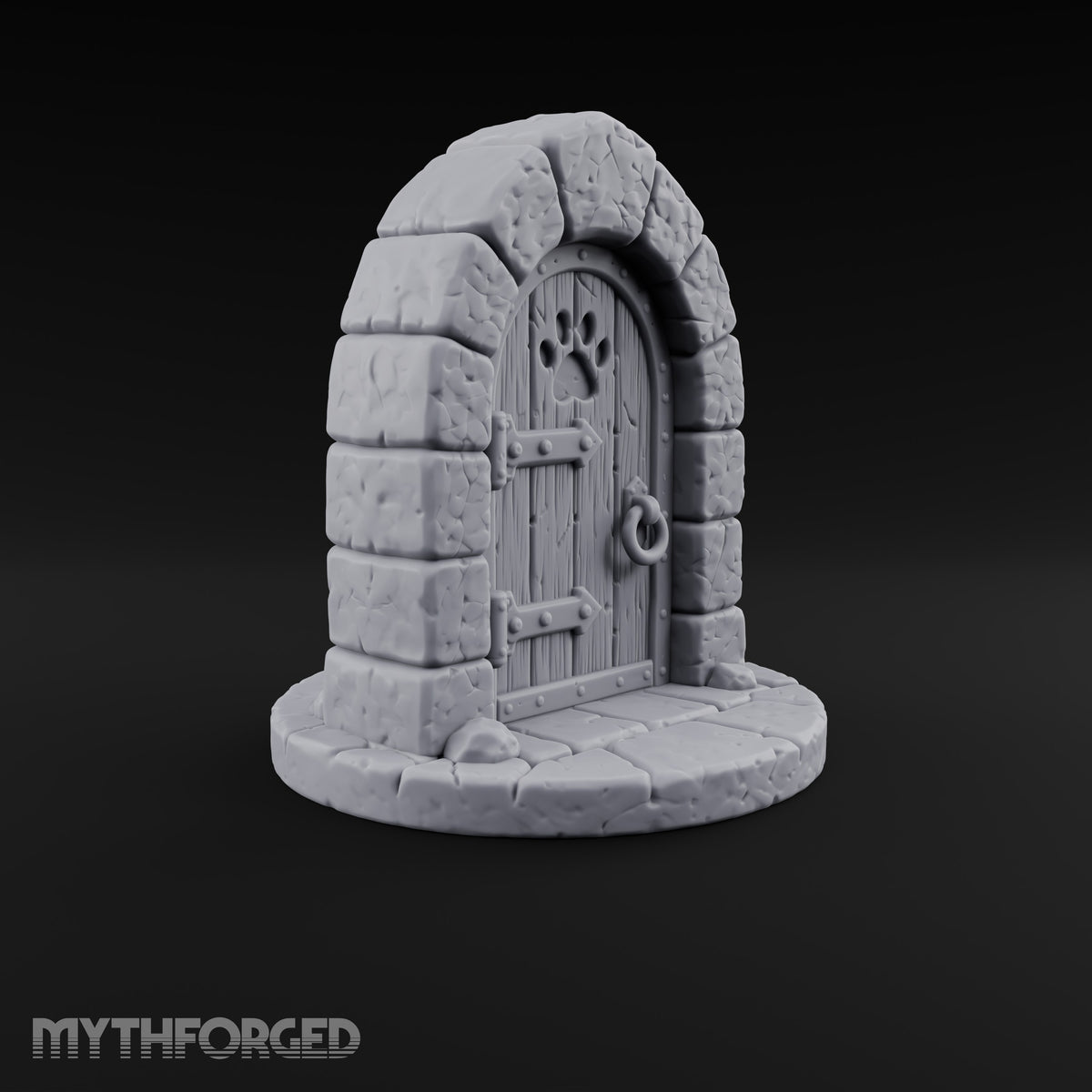 The Knock Came After Midnight Paw-Cutout Stone Arch Door