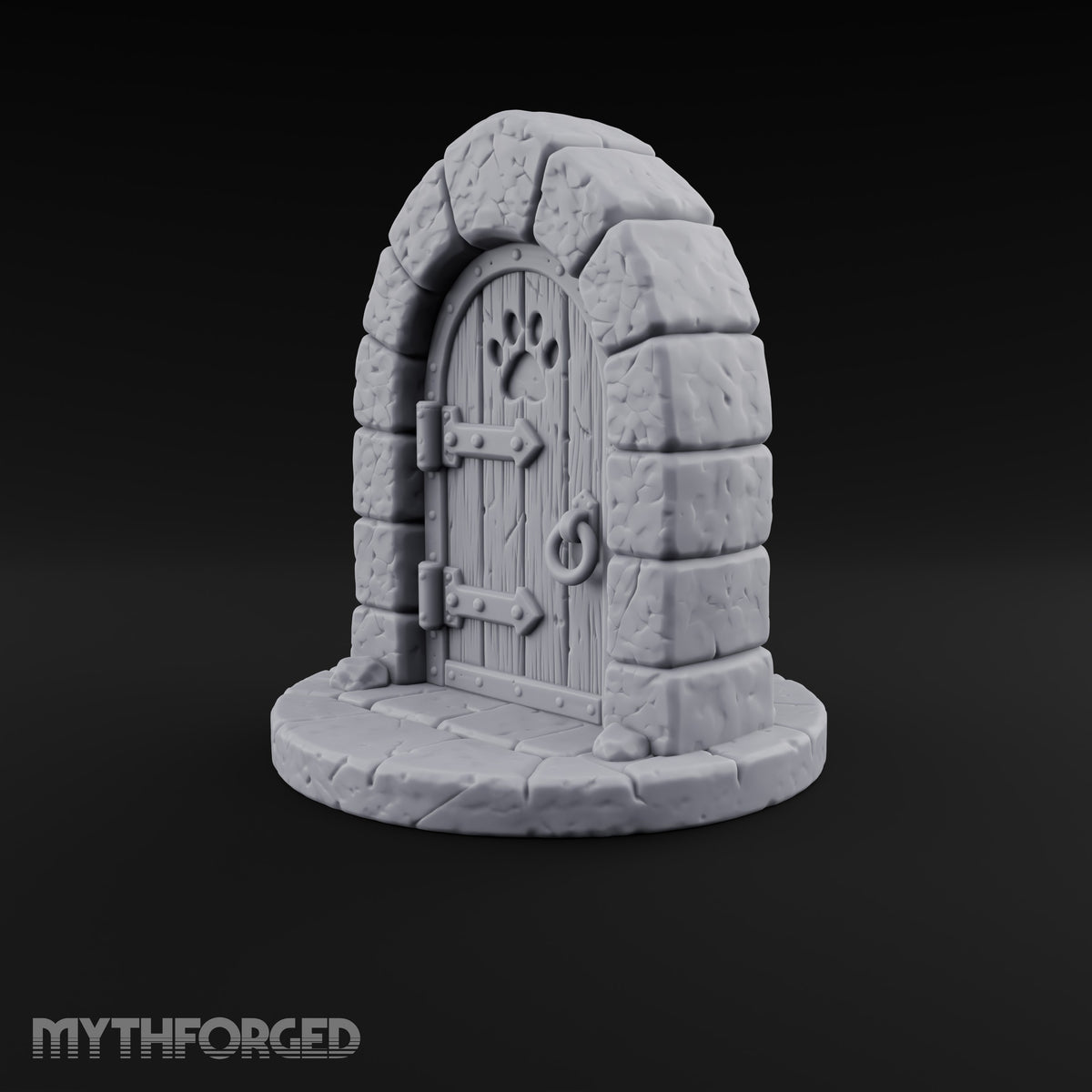 The Knock Came After Midnight Paw-Cutout Stone Arch Door