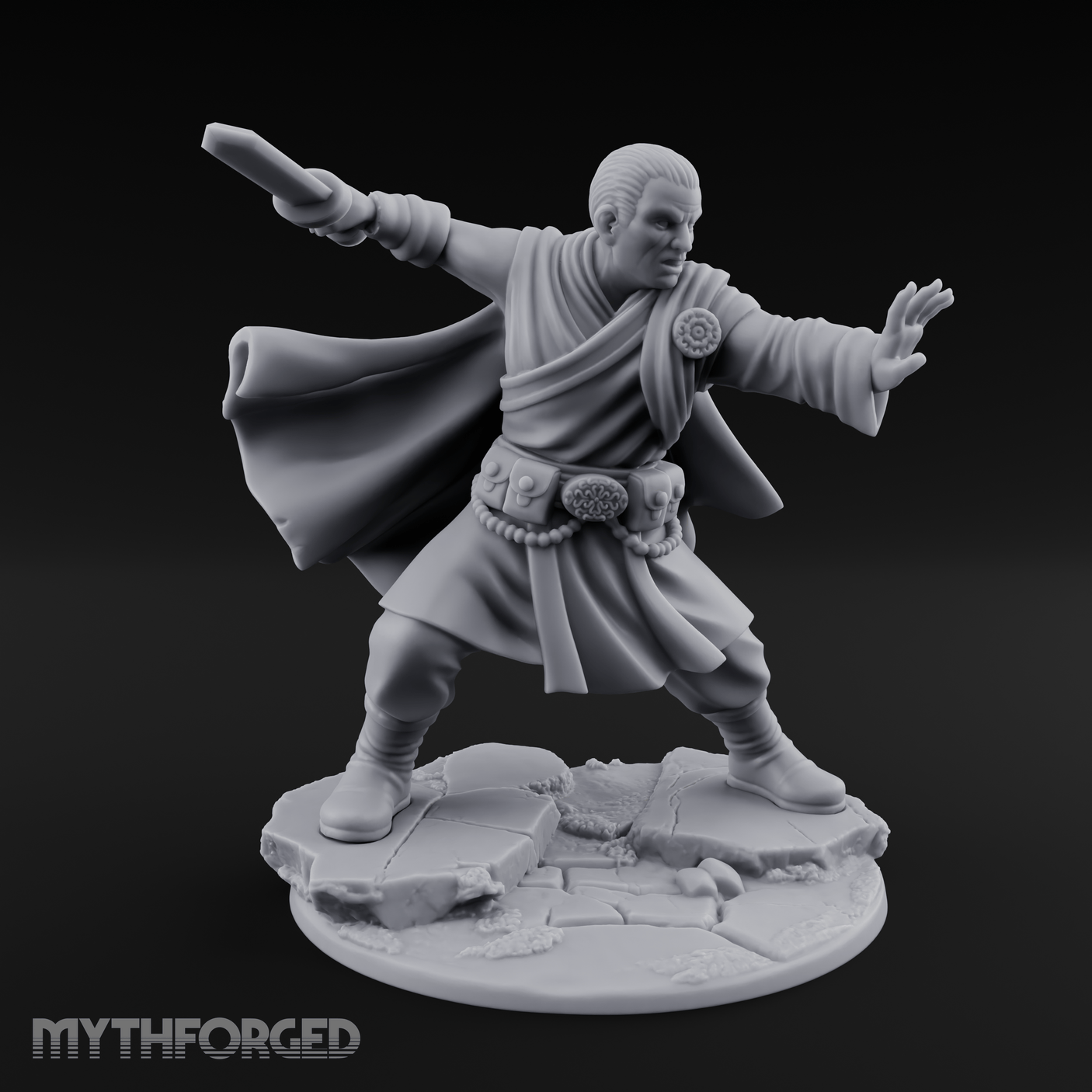 Palm Raised Casting Human Monk Miniature for Dungeons and Dragons, Pathfinder or other TTRPGs