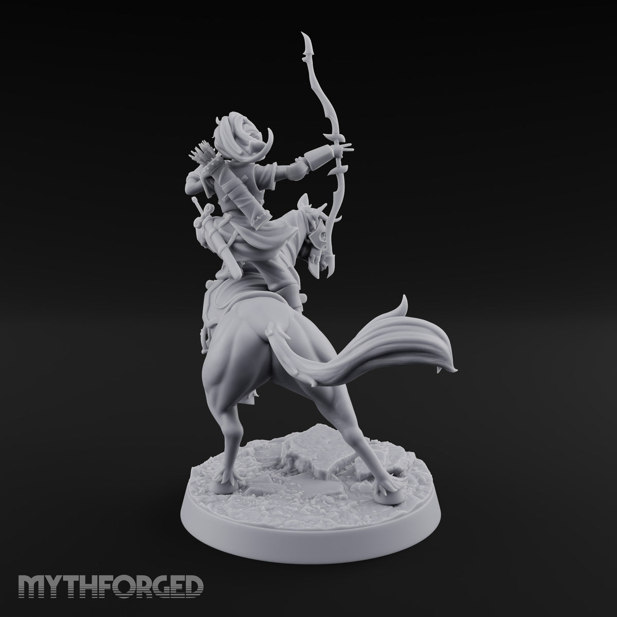Wyrm Tracked, Bowstring Drawn Elf Mounted Archer