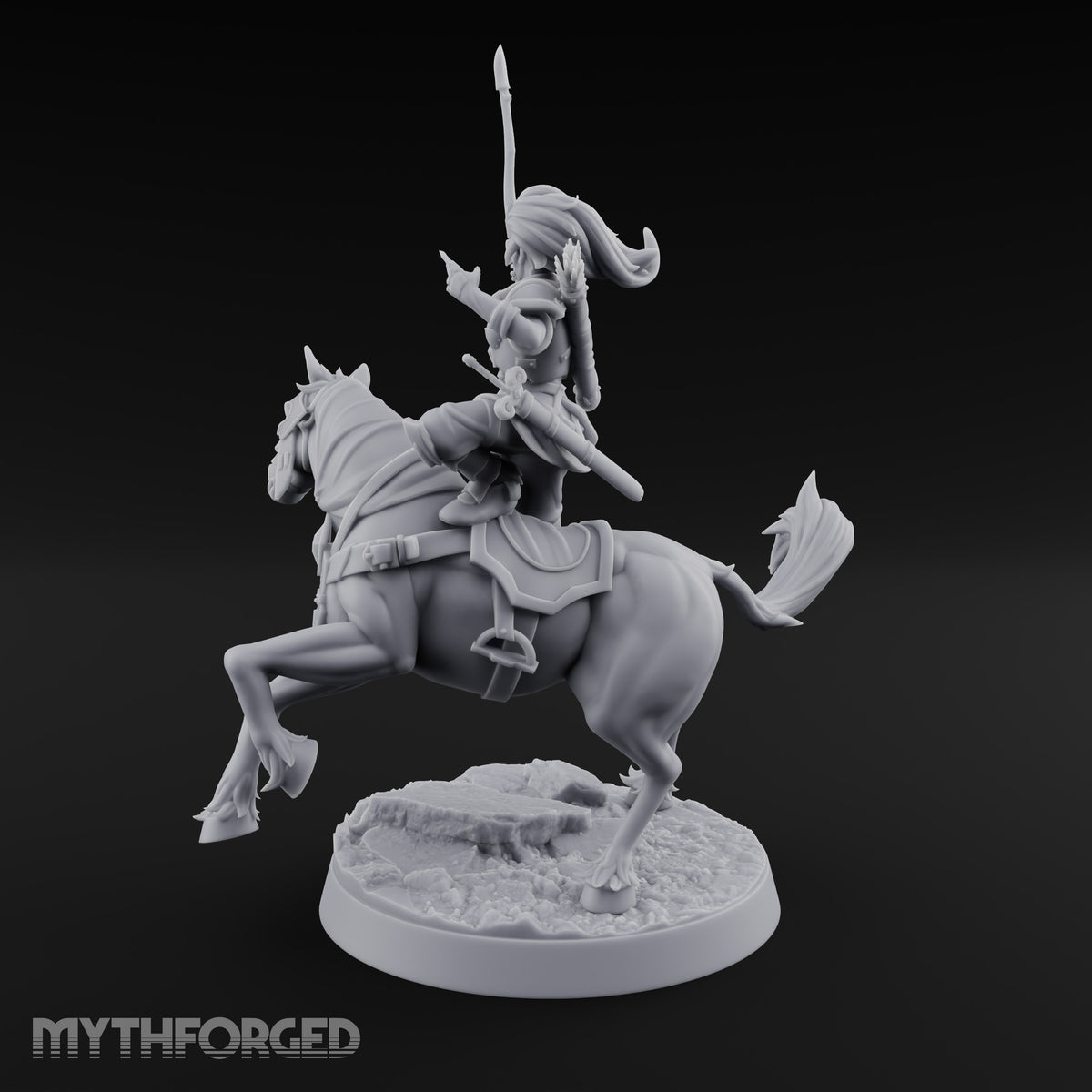 Wyrm Tracked, Bowstring Drawn Elf Mounted Archer