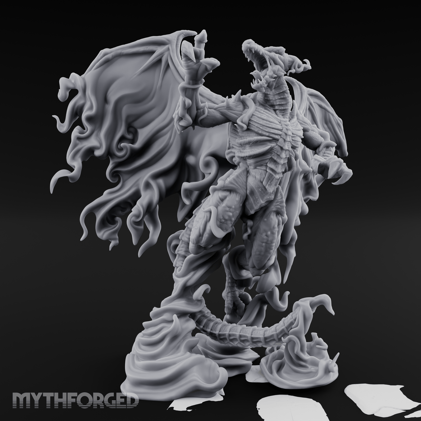 Cloaked In Wisps Spirit Dragon Specter Miniature for Dungeons and Dragons, Pathfinder or other TTRPGs