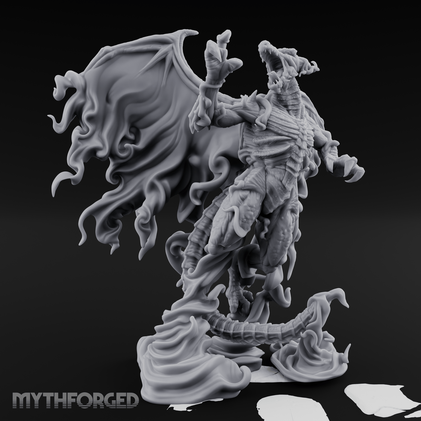 Cloaked In Wisps Spirit Dragon Specter Miniature for Dungeons and Dragons, Pathfinder or other TTRPGs