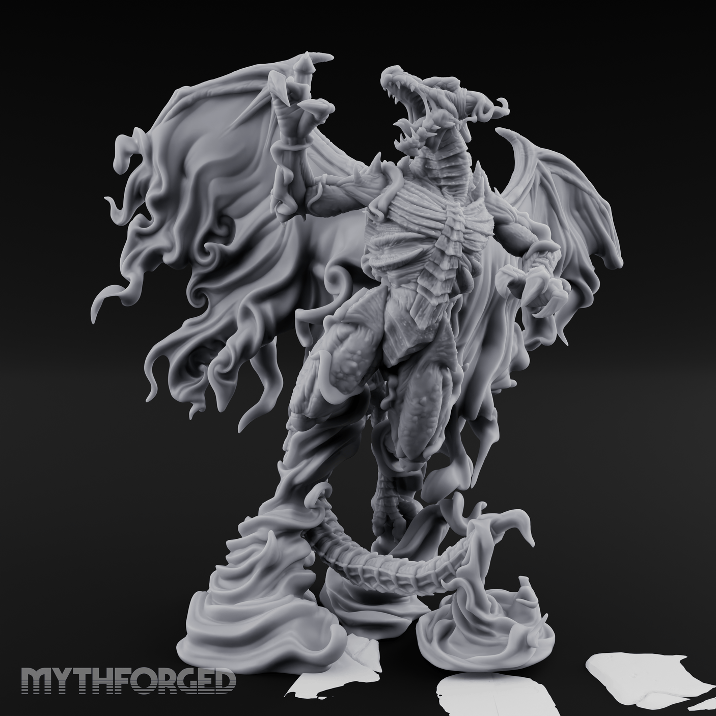 Cloaked In Wisps Spirit Dragon Specter Miniature for Dungeons and Dragons, Pathfinder or other TTRPGs