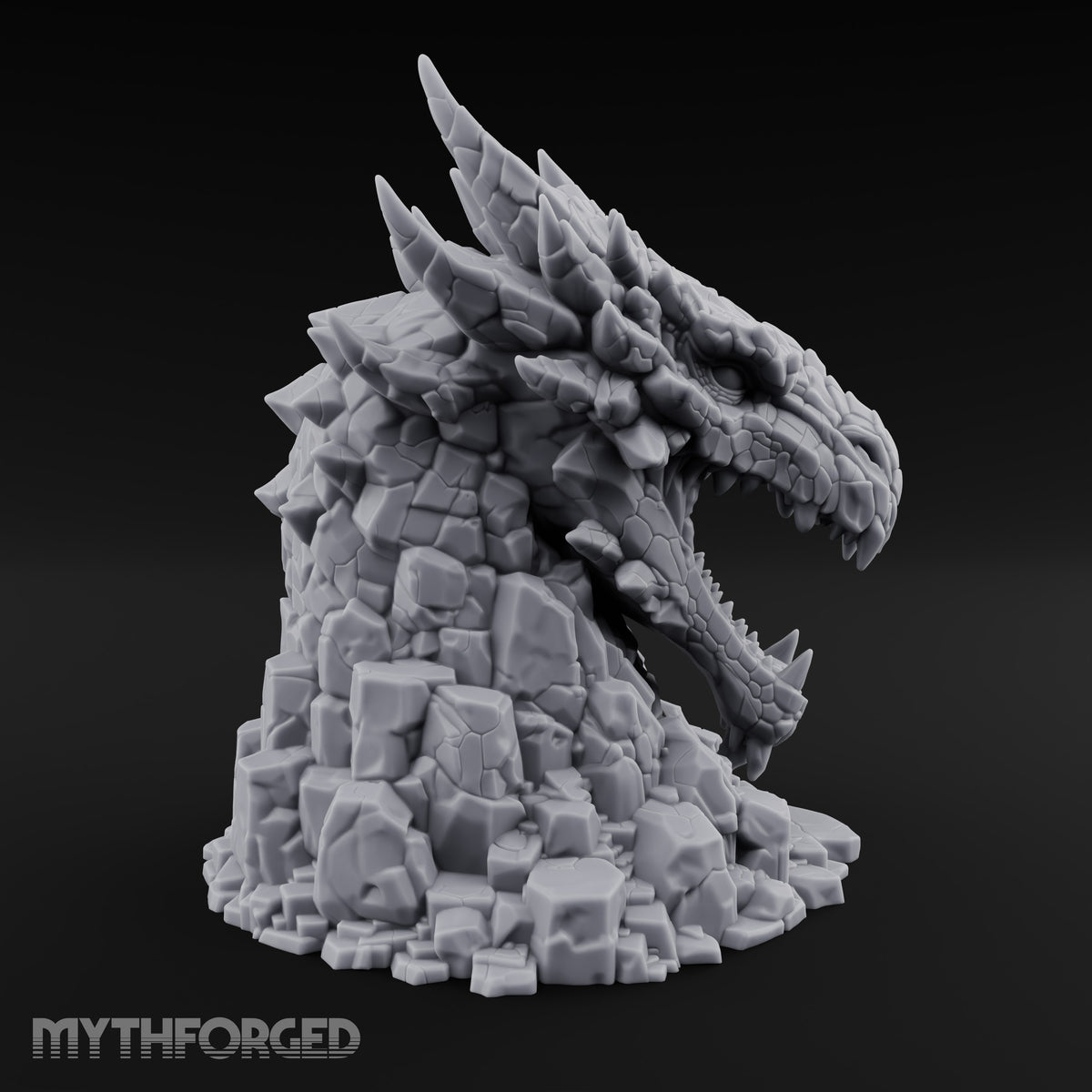 Rockslide Roar Stone Dragon Head Statue