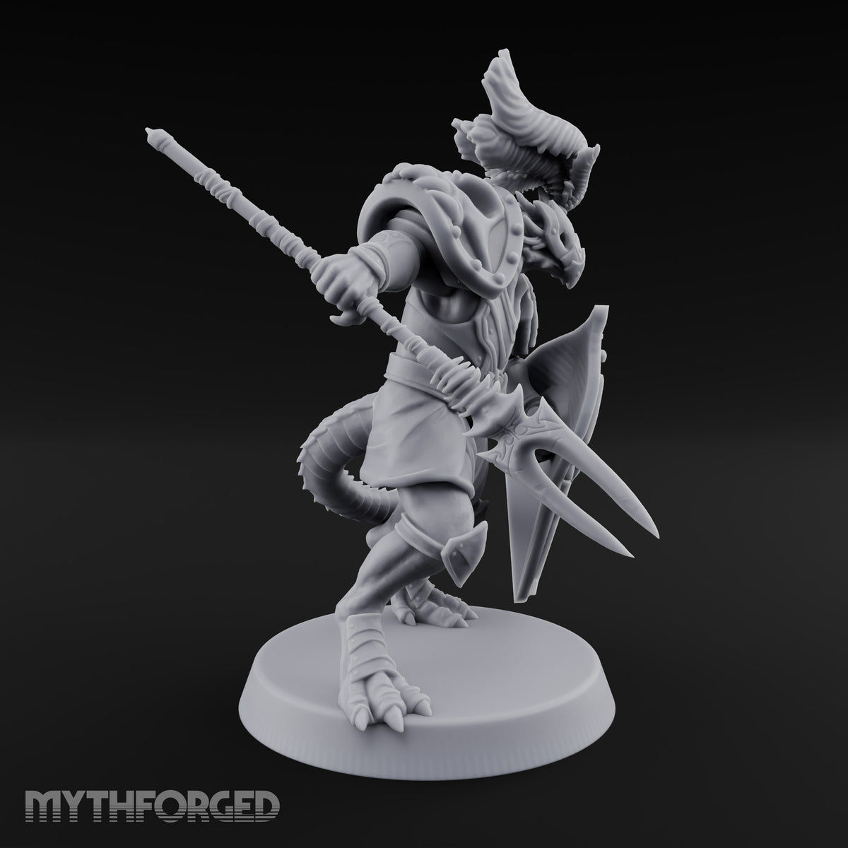 Shield Cocked, Fork Trailing Dragonborn Warden Leader