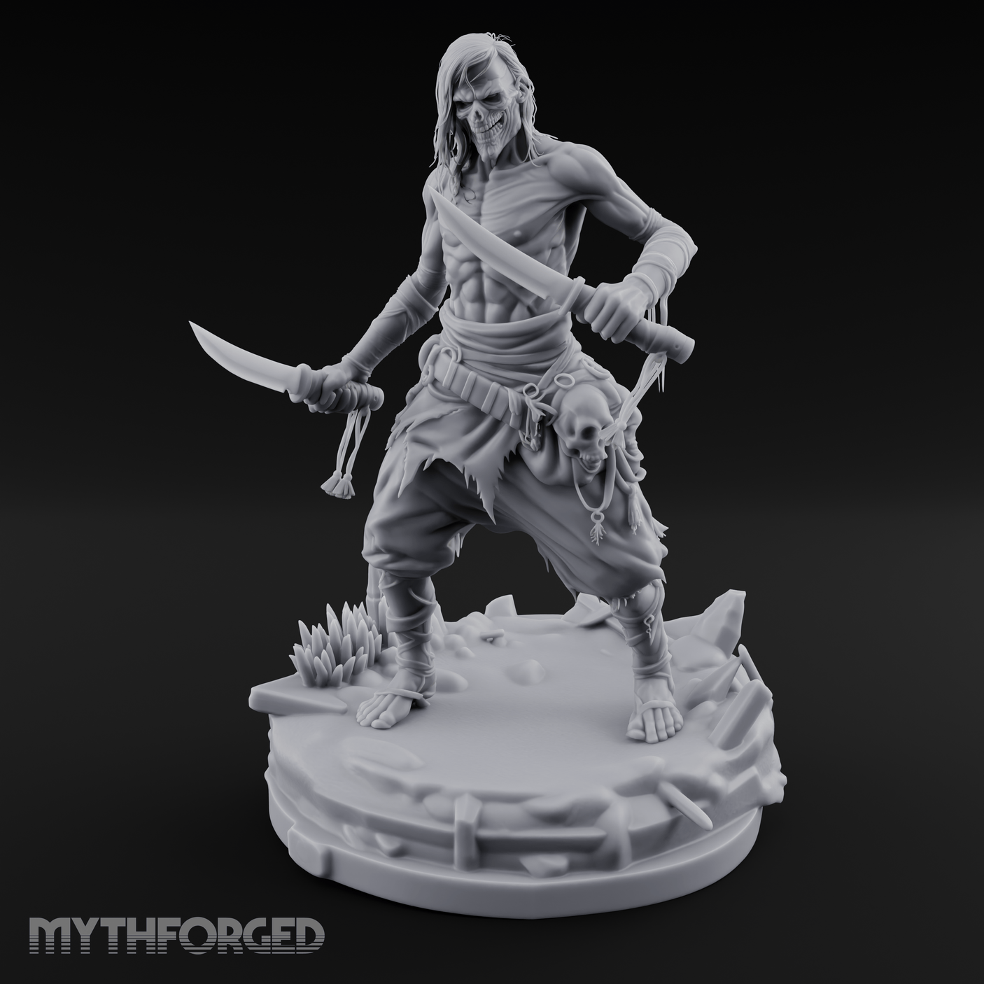 Dual Blades Dancing Draugr Assassin Miniature for Dungeons and Dragons, Pathfinder or other TTRPGs