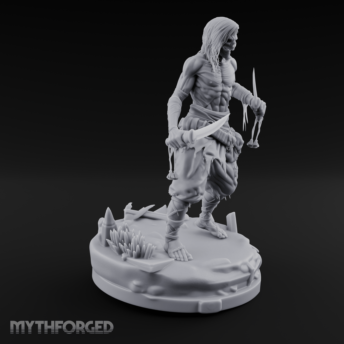 Dual Blades Dancing Draugr Assassin Miniature for Dungeons and Dragons, Pathfinder or other TTRPGs