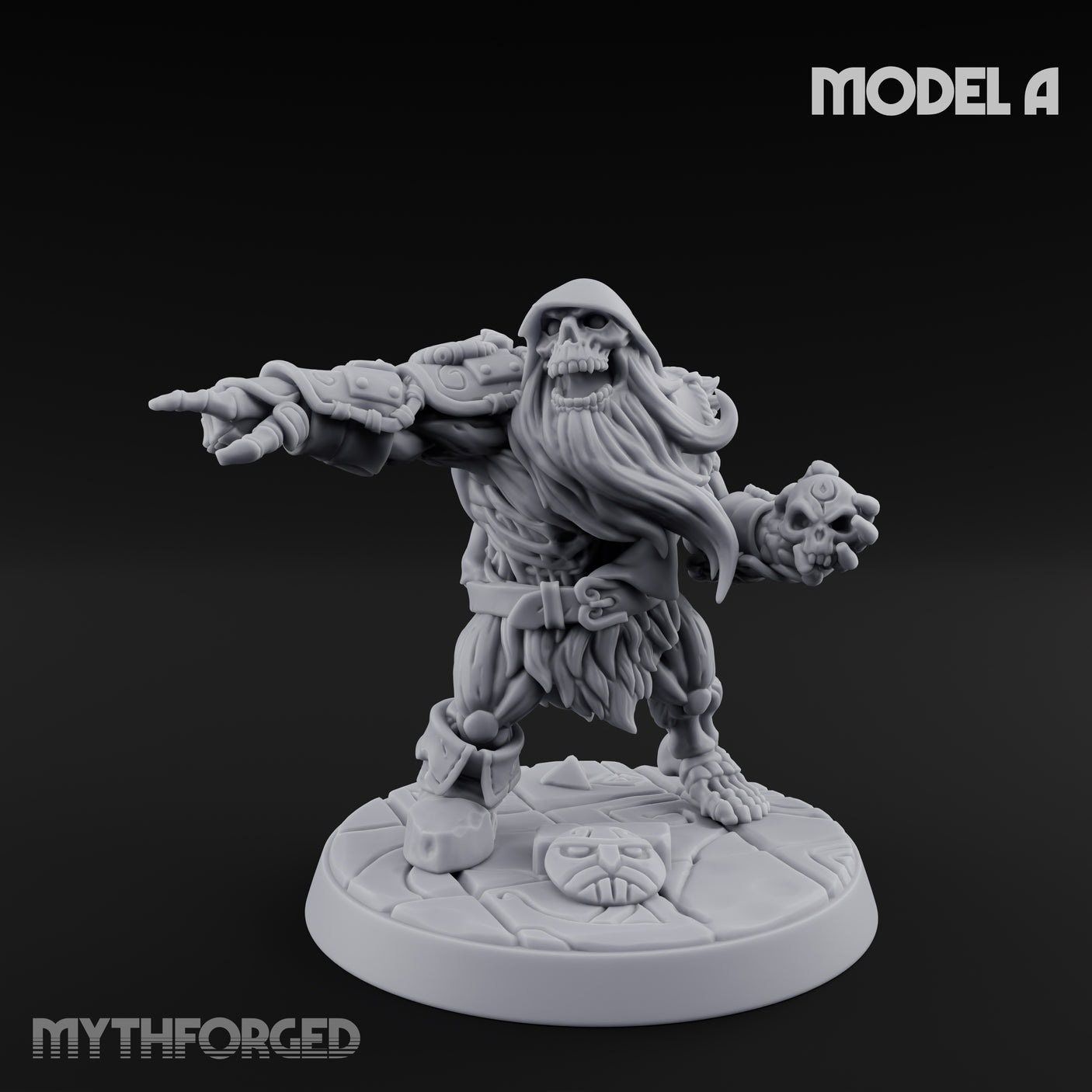 Skull Hurling Draugr Skullcaster A Miniature for Dungeons and Dragons, Pathfinder or other TTRPGs