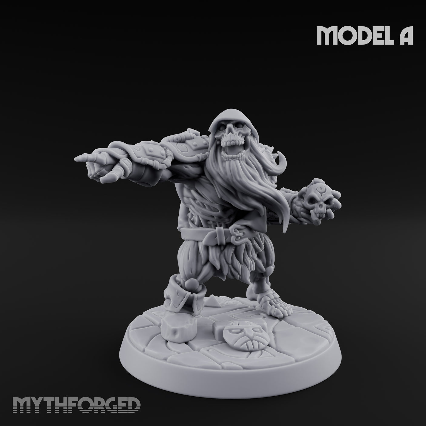 Skull Hurling Draugr Skullcaster A Miniature for Dungeons and Dragons, Pathfinder or other TTRPGs