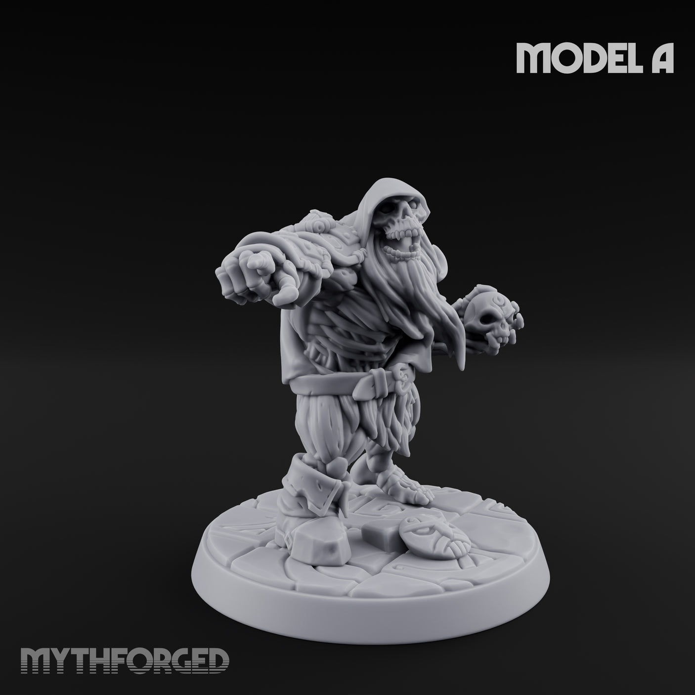 Skull Hurling Draugr Skullcaster A Miniature for Dungeons and Dragons, Pathfinder or other TTRPGs