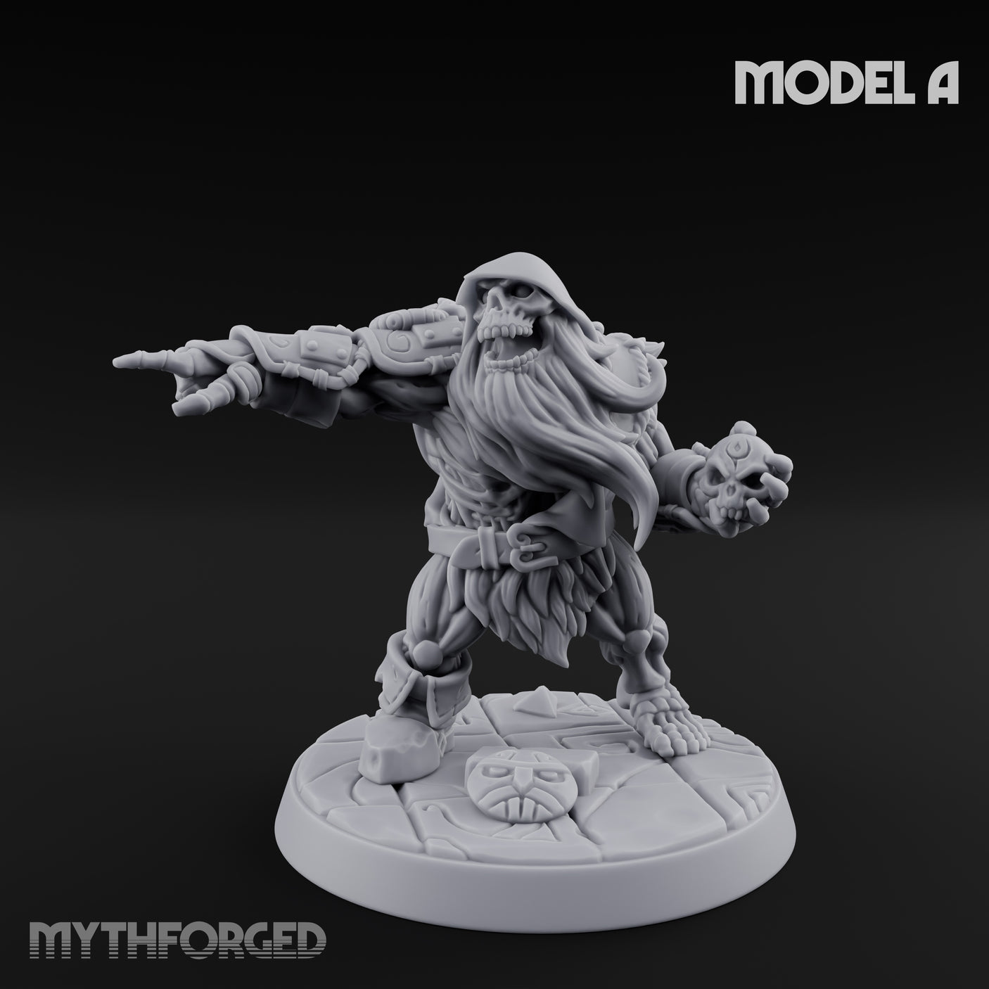 Skull Hurling Draugr Skullcaster A Miniature for Dungeons and Dragons, Pathfinder or other TTRPGs