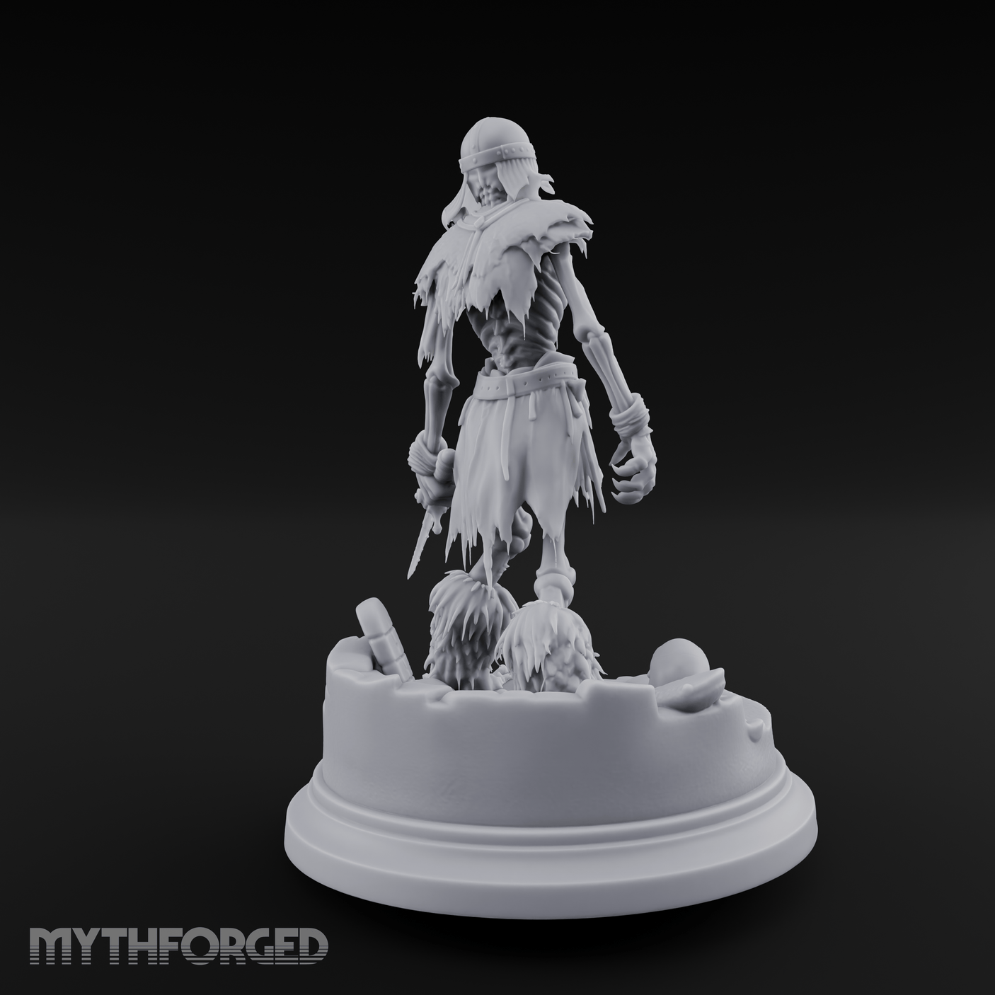 Mouth Agape Wailing Draugr Warrior Miniature for Dungeons and Dragons, Pathfinder or other TTRPGs