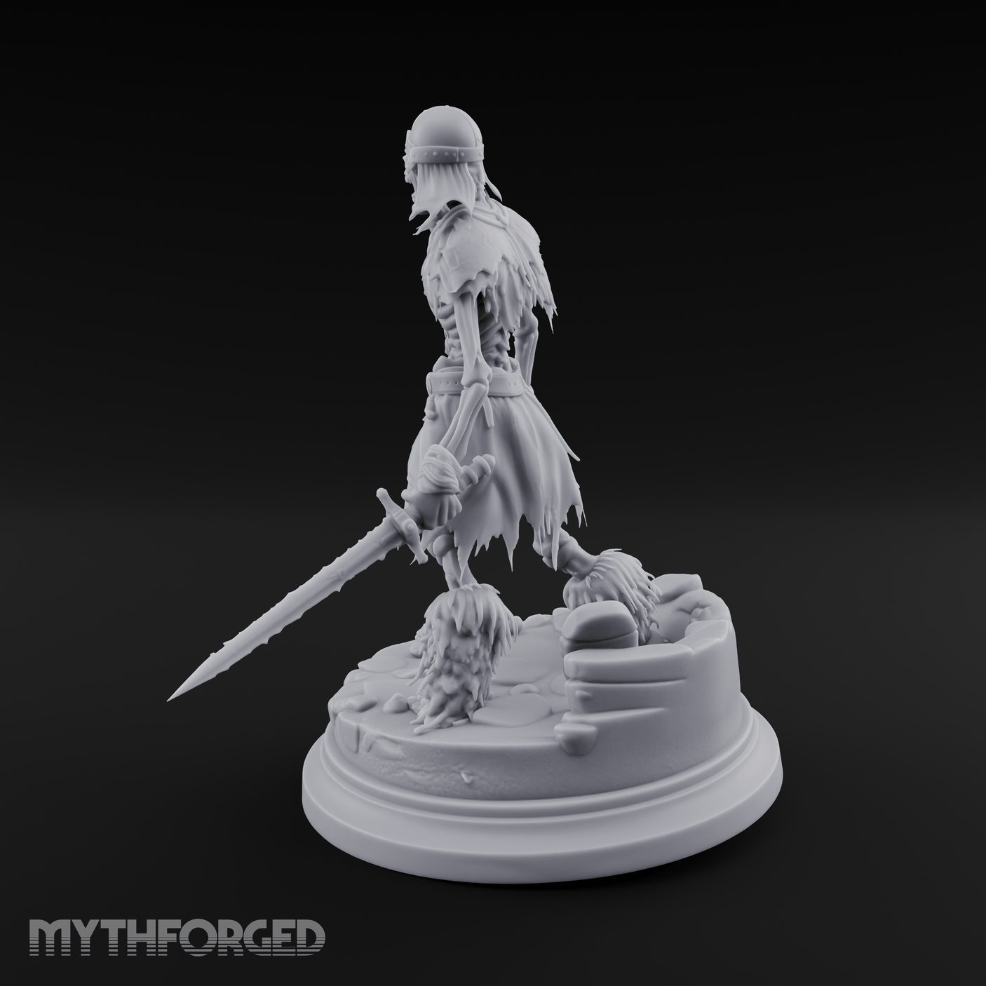 Mouth Agape Wailing Draugr Warrior Miniature for Dungeons and Dragons, Pathfinder or other TTRPGs