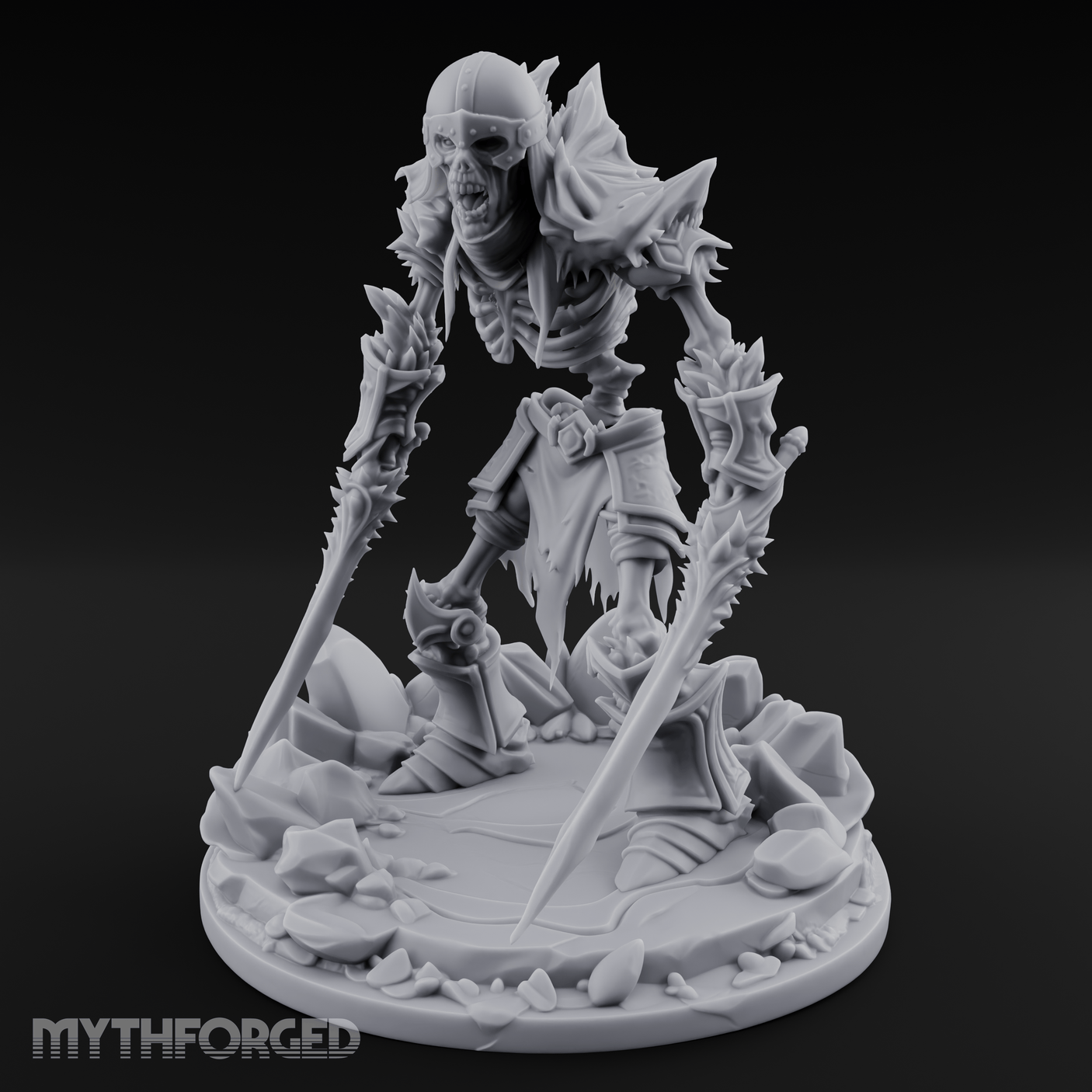 Erupting From Ruin Draugr Warlord Miniature for Dungeons and Dragons, Pathfinder or other TTRPGs