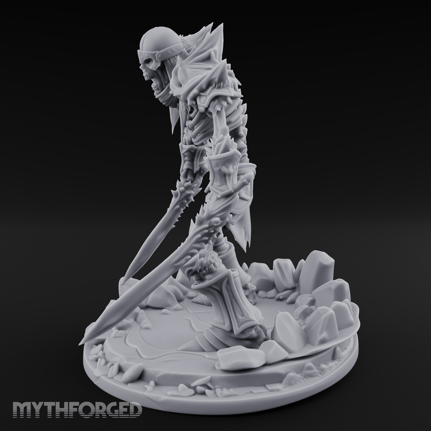 Erupting From Ruin Draugr Warlord Miniature for Dungeons and Dragons, Pathfinder or other TTRPGs