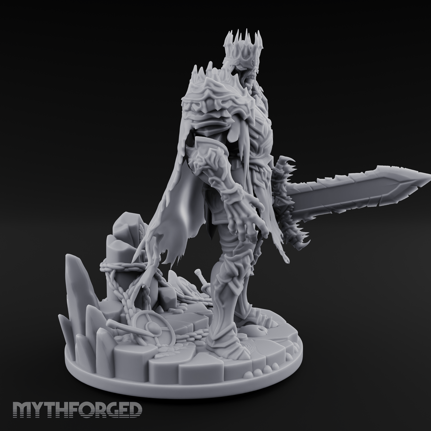Tattered And Towering Draugr Leader Miniature for Dungeons and Dragons, Pathfinder or other TTRPGs