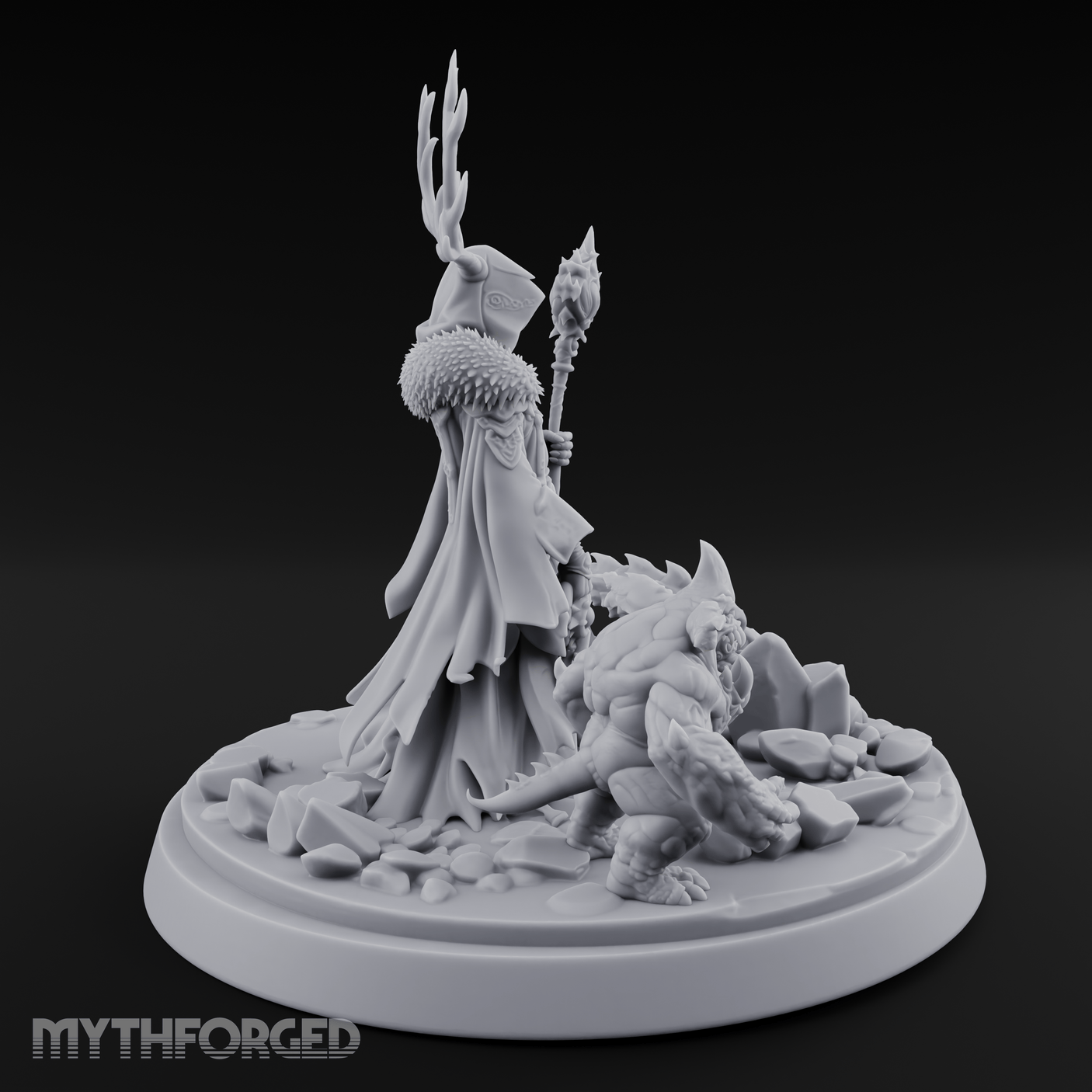 Antlered Summoning Draugr Shaman Miniature for Dungeons and Dragons, Pathfinder or other TTRPGs