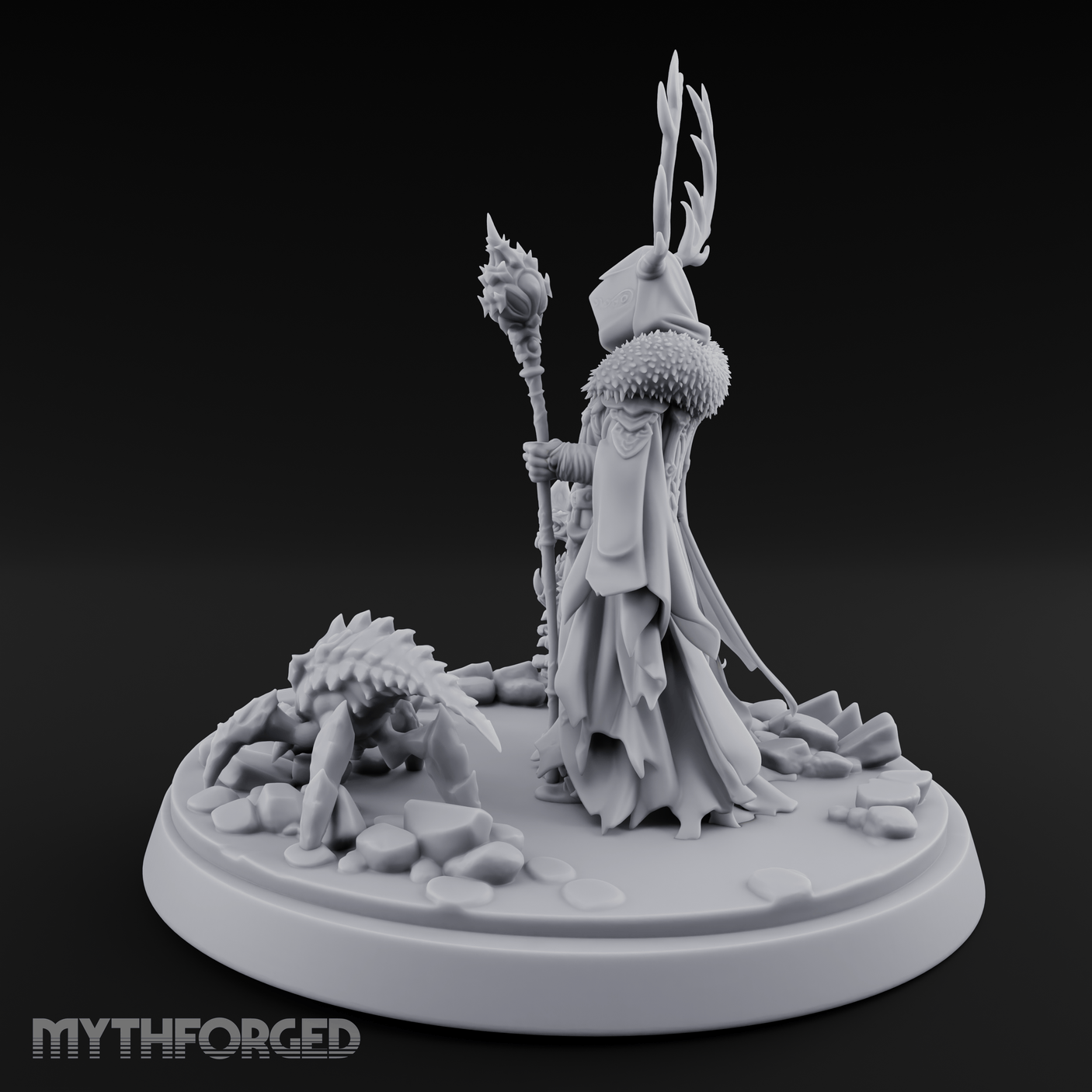 Antlered Summoning Draugr Shaman Miniature for Dungeons and Dragons, Pathfinder or other TTRPGs