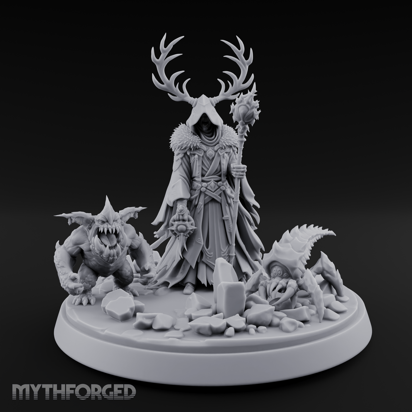 Antlered Summoning Draugr Shaman Miniature for Dungeons and Dragons, Pathfinder or other TTRPGs