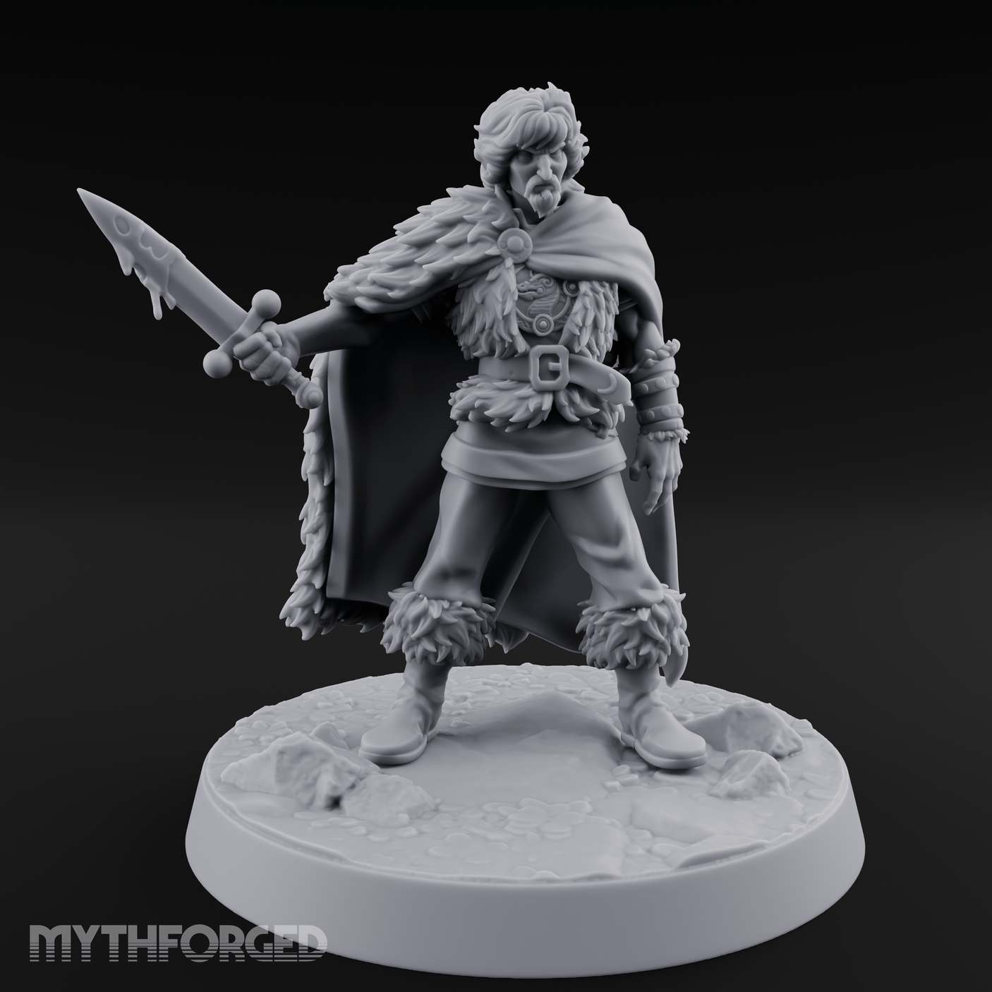Cape Sweeping Swordsman Human Barbarian Miniature for Dungeons and Dragons, Pathfinder or other TTRPGs