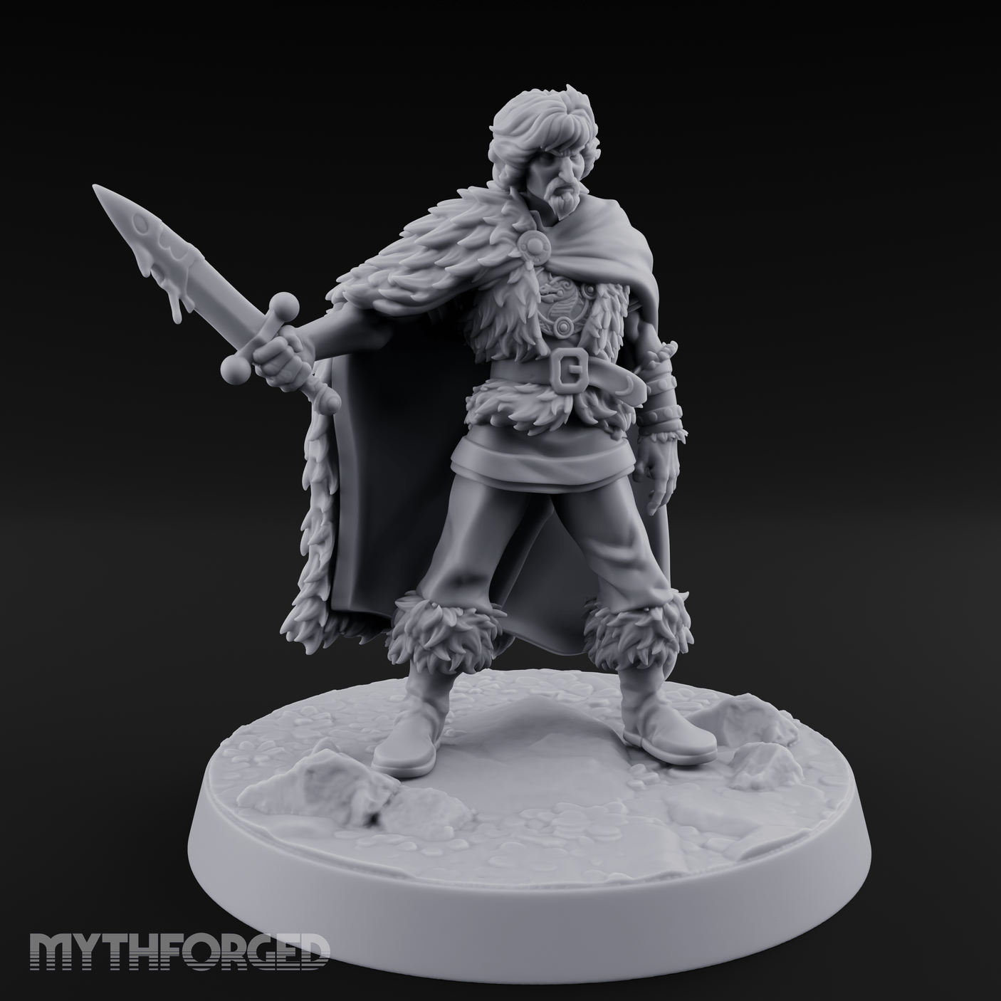 Cape Sweeping Swordsman Human Barbarian Miniature for Dungeons and Dragons, Pathfinder or other TTRPGs