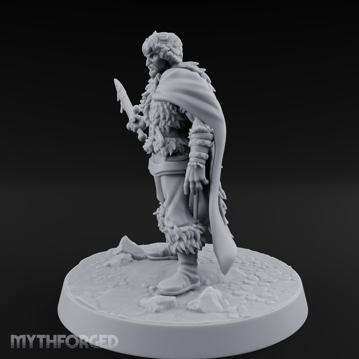 Cape Sweeping Swordsman Human Barbarian Miniature for Dungeons and Dragons, Pathfinder or other TTRPGs