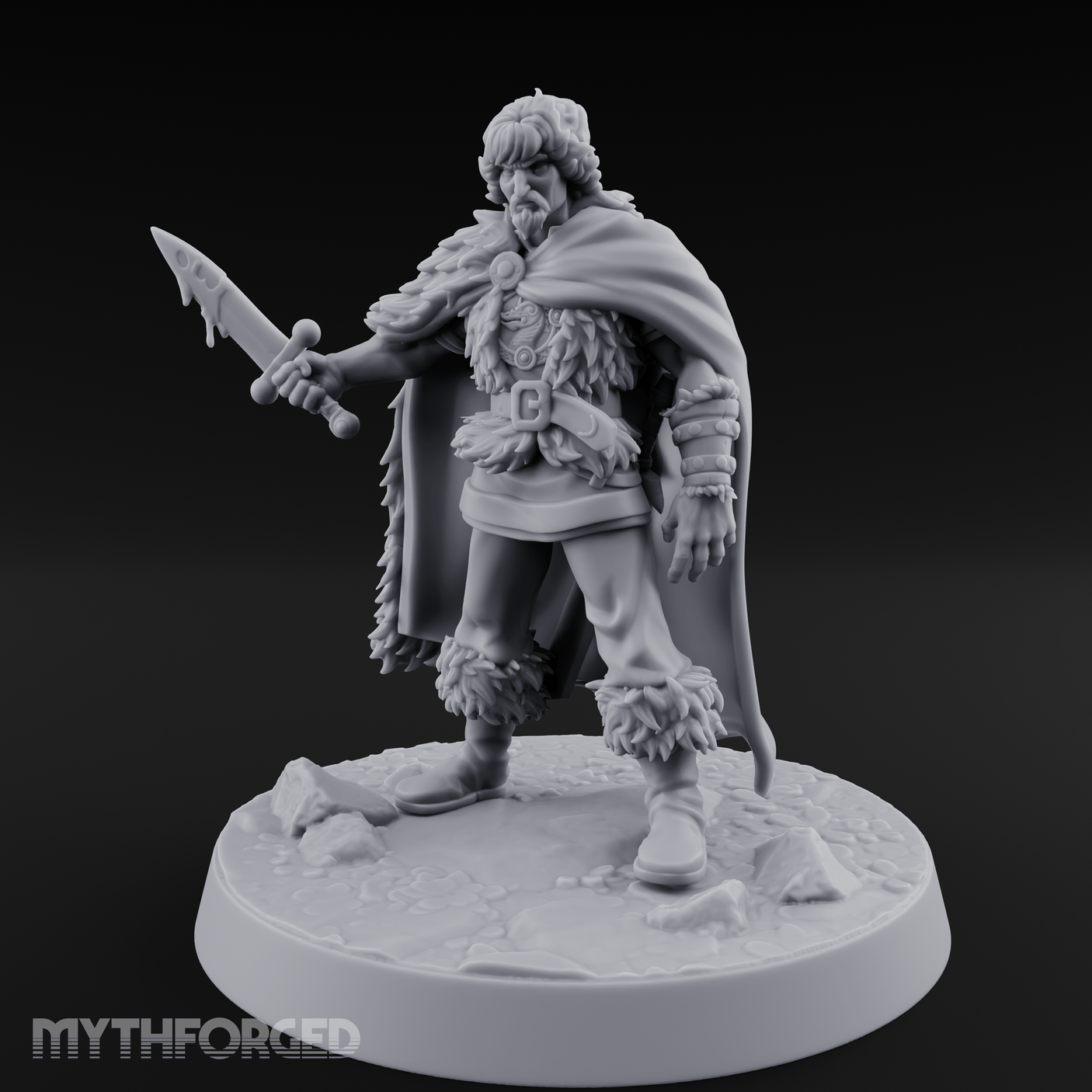 Cape Sweeping Swordsman Human Barbarian Miniature for Dungeons and Dragons, Pathfinder or other TTRPGs