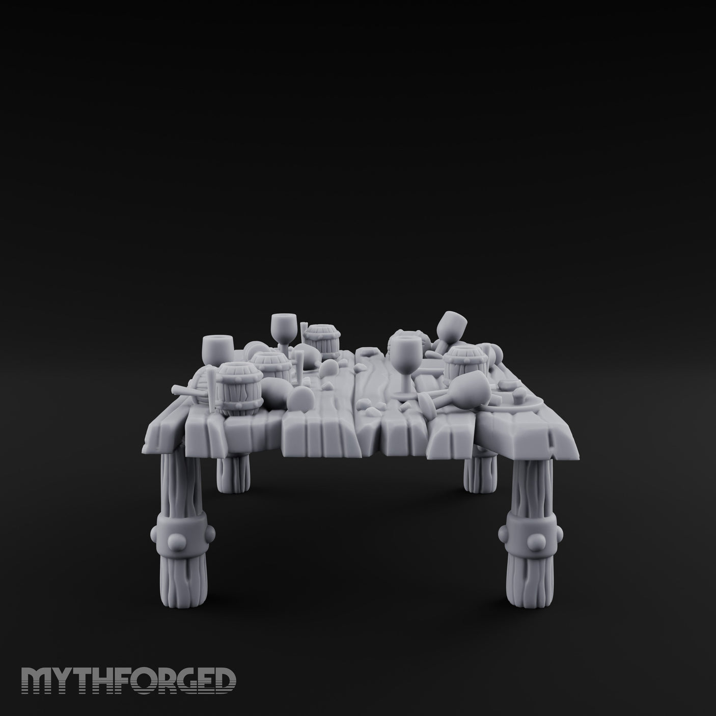 Drumstick-Gnawed Flagon-Tipped Tavern Leftovers Table Miniature for Dungeons and Dragons, Pathfinder or other TTRPGs