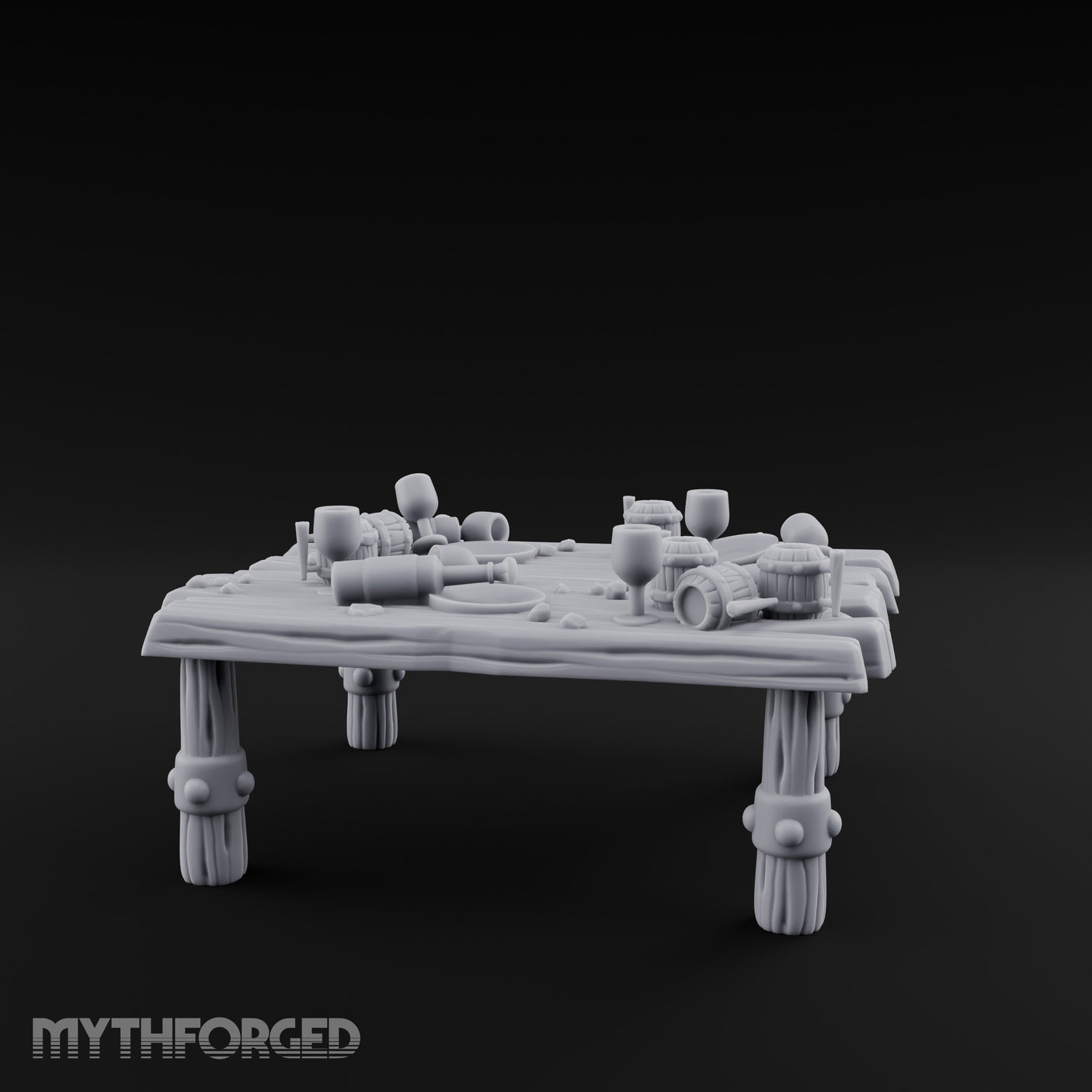 Drumstick-Gnawed Flagon-Tipped Tavern Leftovers Table Miniature for Dungeons and Dragons, Pathfinder or other TTRPGs