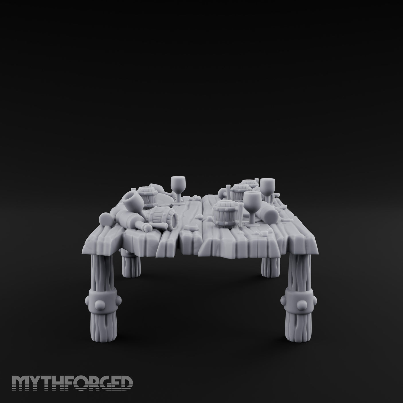 Drumstick-Gnawed Flagon-Tipped Tavern Leftovers Table Miniature for Dungeons and Dragons, Pathfinder or other TTRPGs