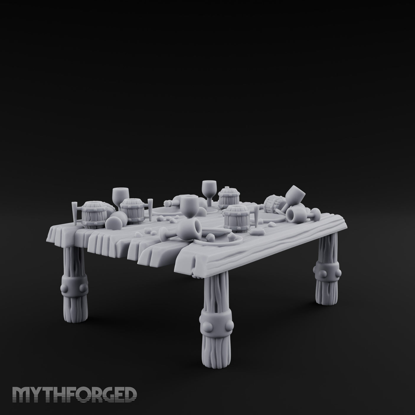 Drumstick-Gnawed Flagon-Tipped Tavern Leftovers Table Miniature for Dungeons and Dragons, Pathfinder or other TTRPGs