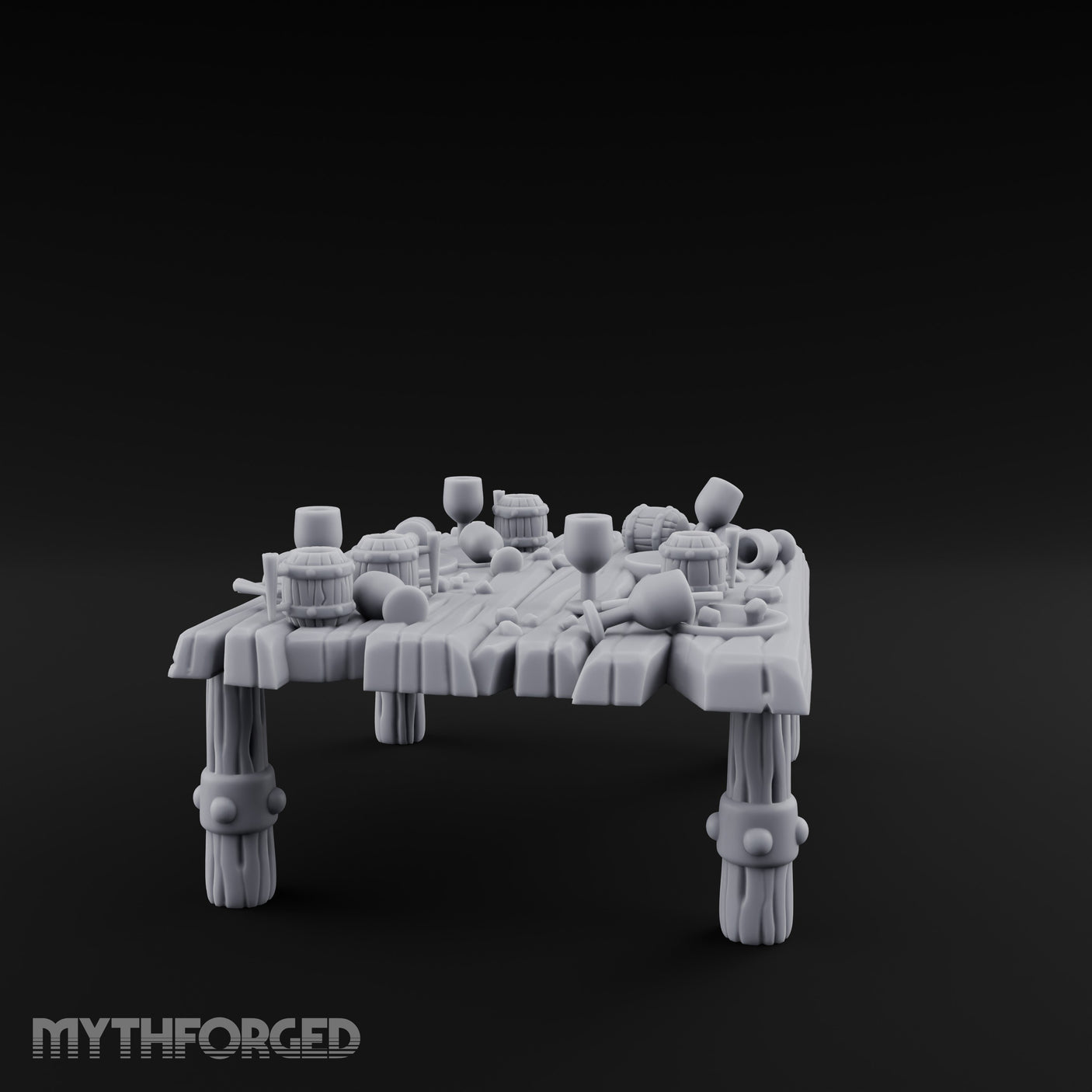 Drumstick-Gnawed Flagon-Tipped Tavern Leftovers Table Miniature for Dungeons and Dragons, Pathfinder or other TTRPGs