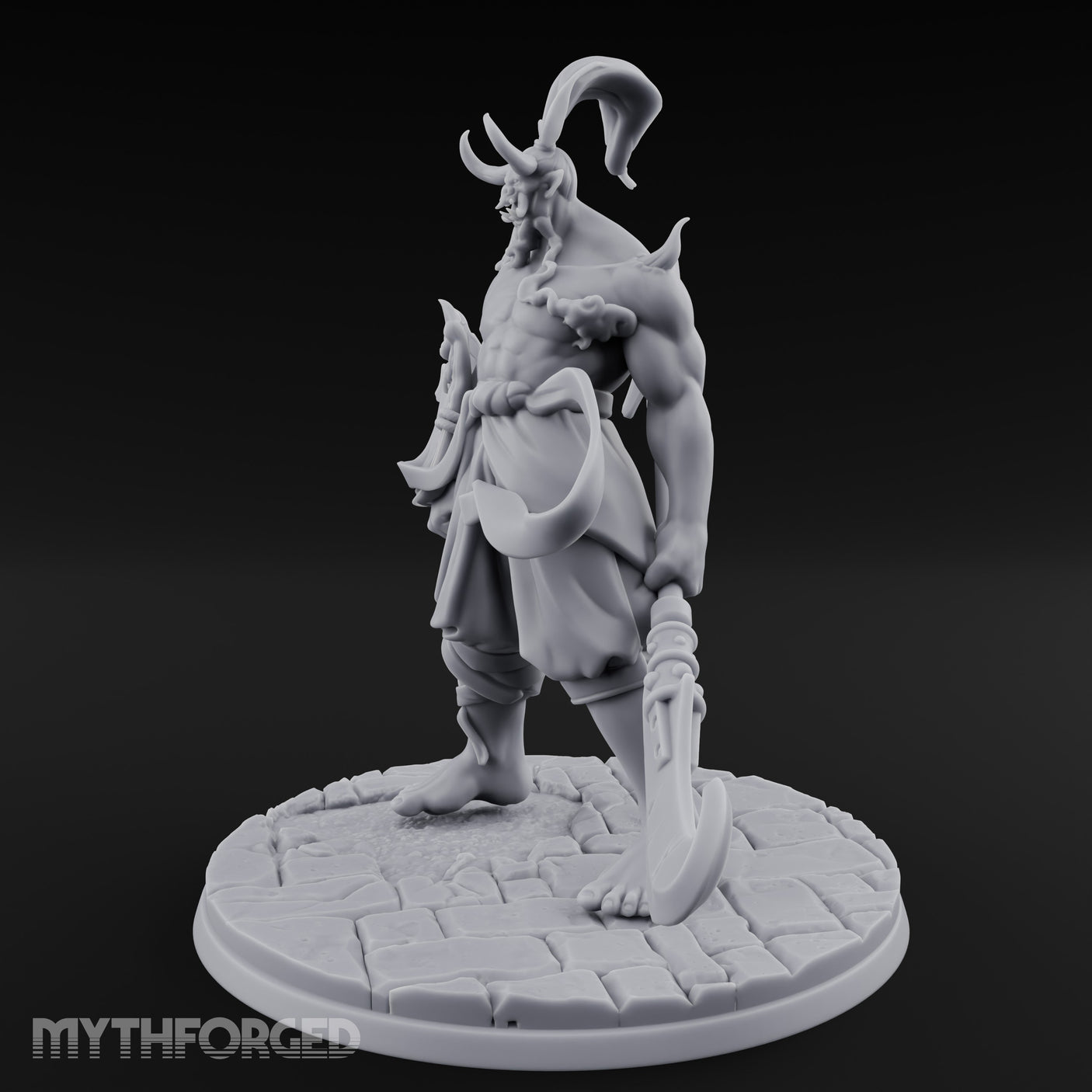 Dual Blade Striding Oni War Tyrant Miniature for Dungeons and Dragons, Pathfinder or other TTRPGs