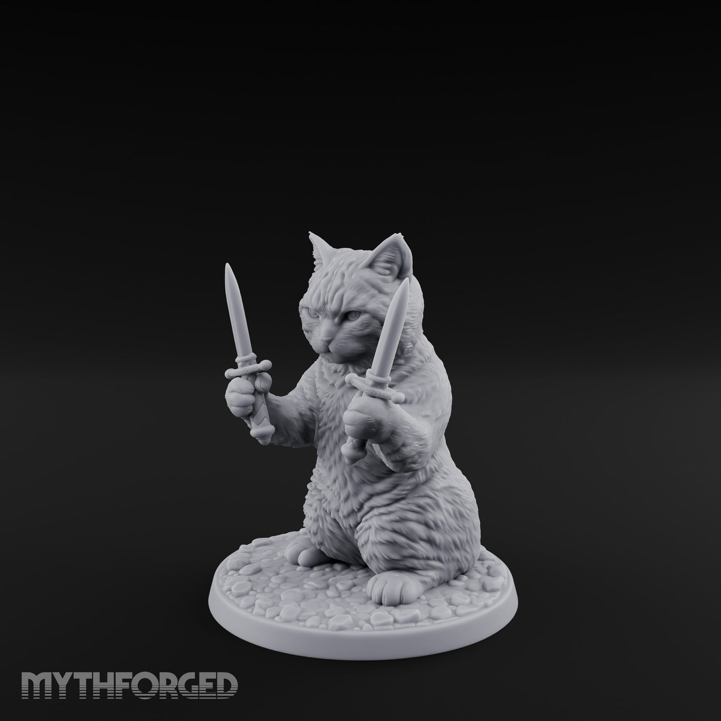 Dual Dagger Wielding Tabaxi Rogue Miniature for Dungeons and Dragons, Pathfinder or other TTRPGs