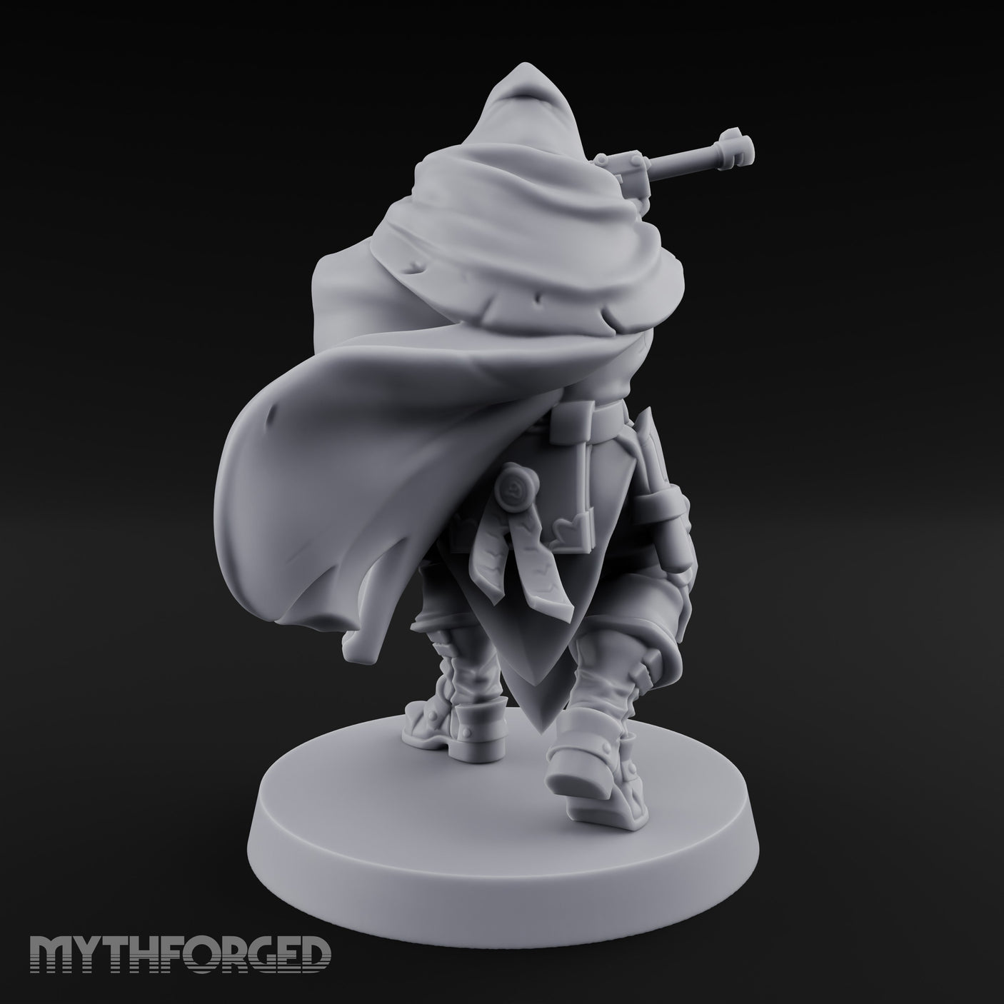 Dual Pistol Aiming Crouching Human Sniper Priest Miniature for Dungeons and Dragons, Pathfinder or other TTRPGs