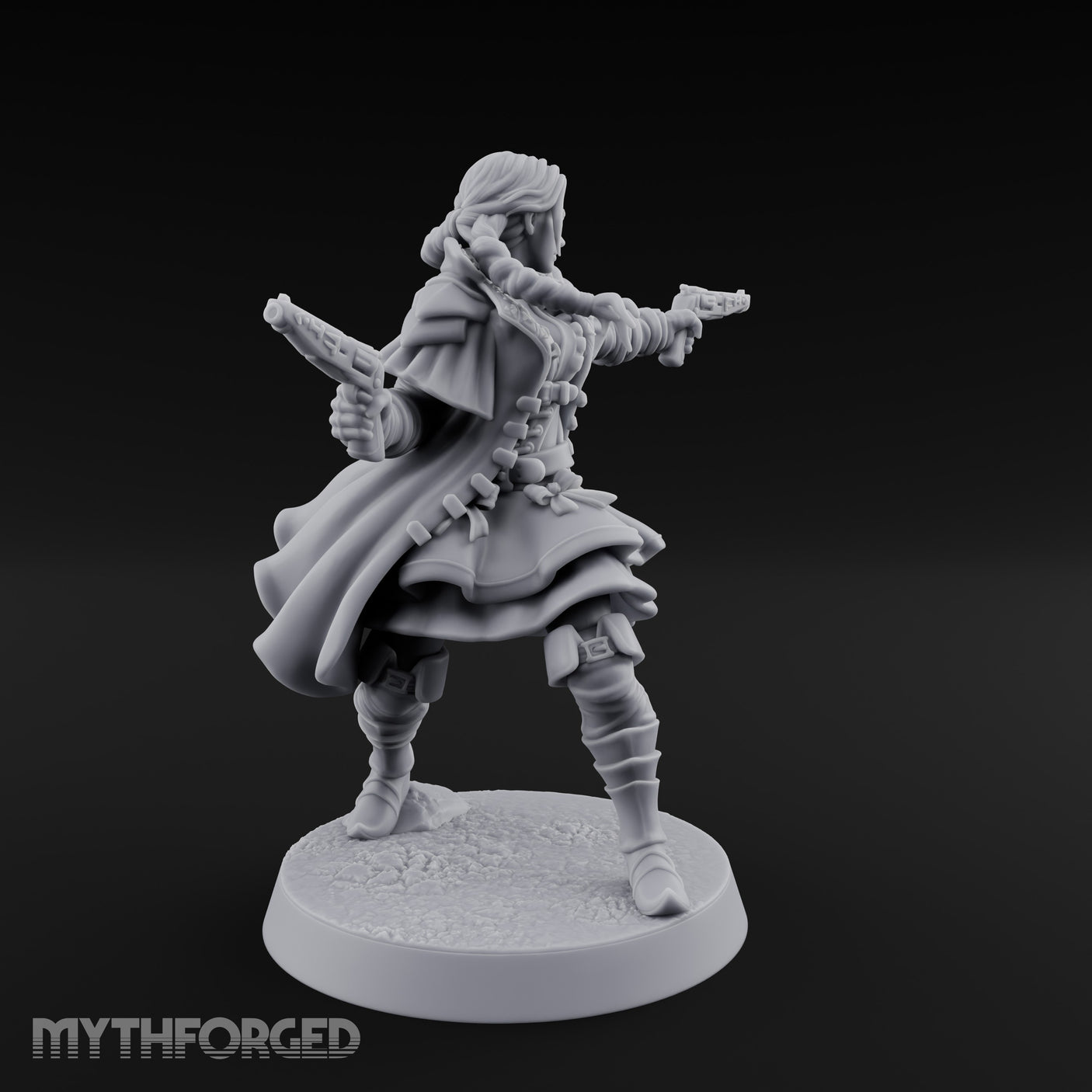 Dual Pistols Blazing Human Gunslinger Miniature for Dungeons and Dragons, Pathfinder or other TTRPGs