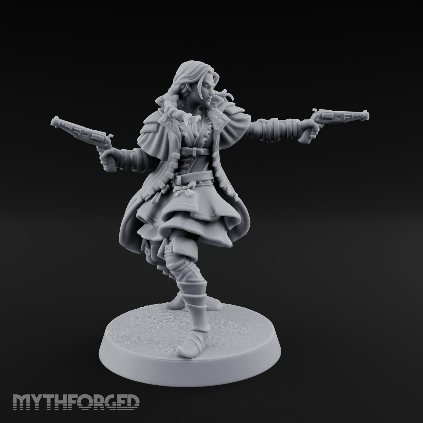 Dual Pistols Blazing Human Gunslinger Miniature for Dungeons and Dragons, Pathfinder or other TTRPGs
