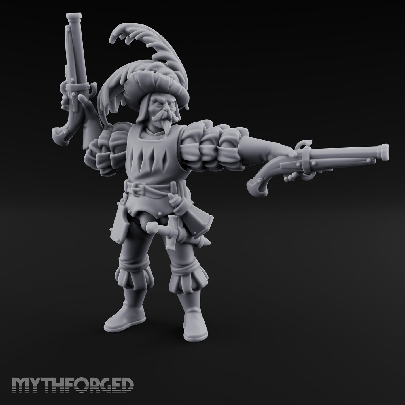 Dual Pistols Levelled Human Duelist Miniature for Dungeons and Dragons, Pathfinder or other TTRPGs