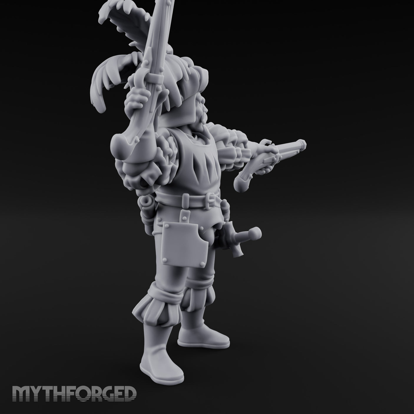 Dual Pistols Levelled Human Duelist Miniature for Dungeons and Dragons, Pathfinder or other TTRPGs